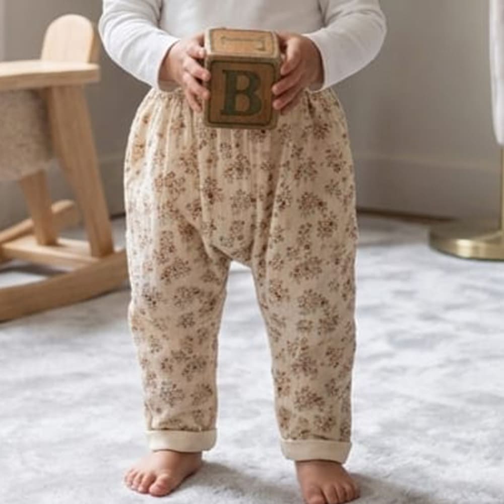 Petite Citrouille Aby pantalone sarouel reversibile fiori cotone