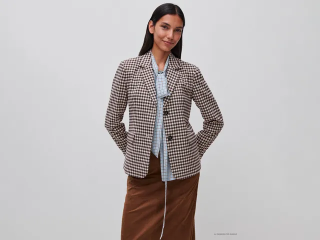 United Colors of Benetton Blazer Vichy Giacca Taglia 42 Viscosa