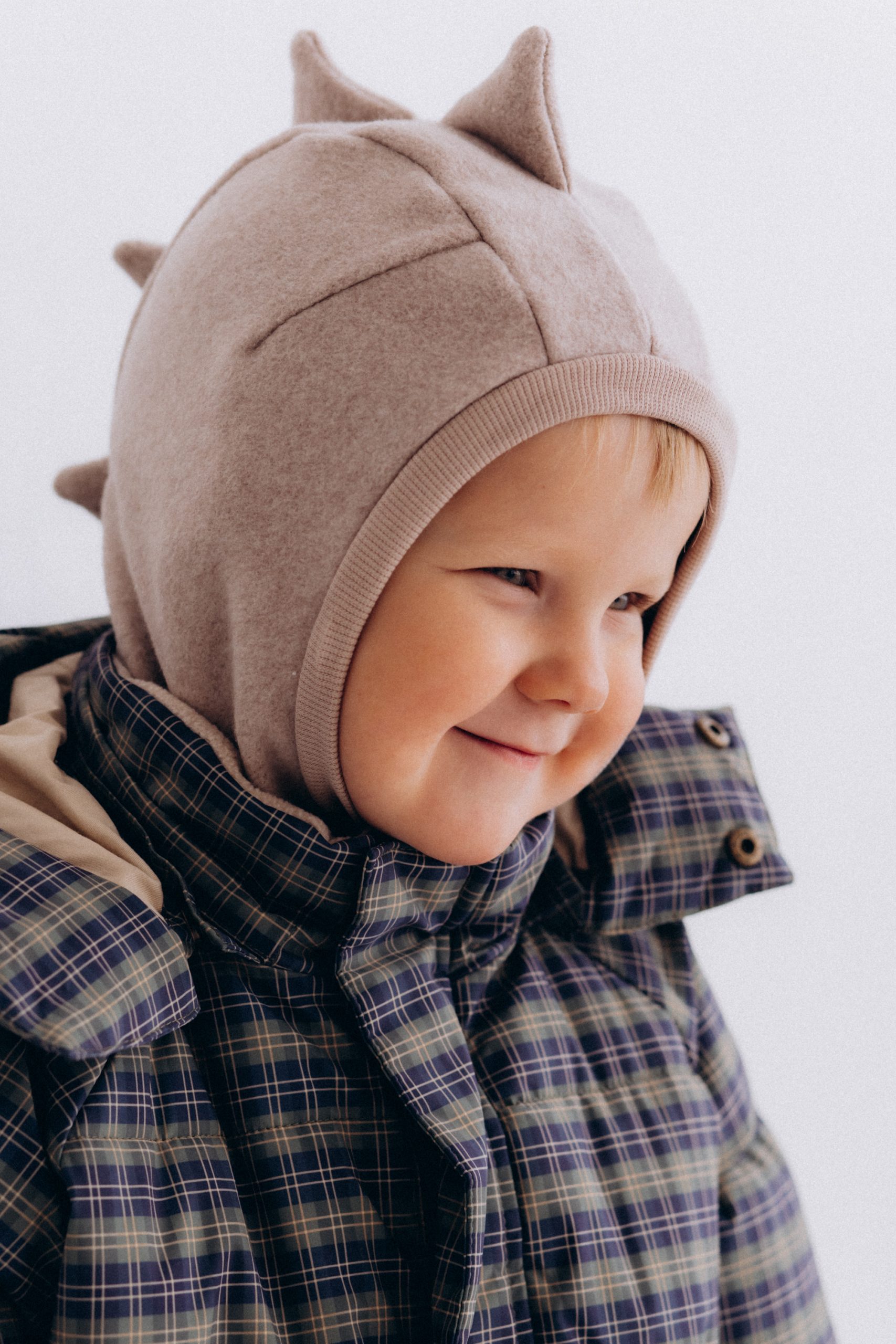 Woolly Organic Fleece Balaclava Dino passamontagna bambino lana