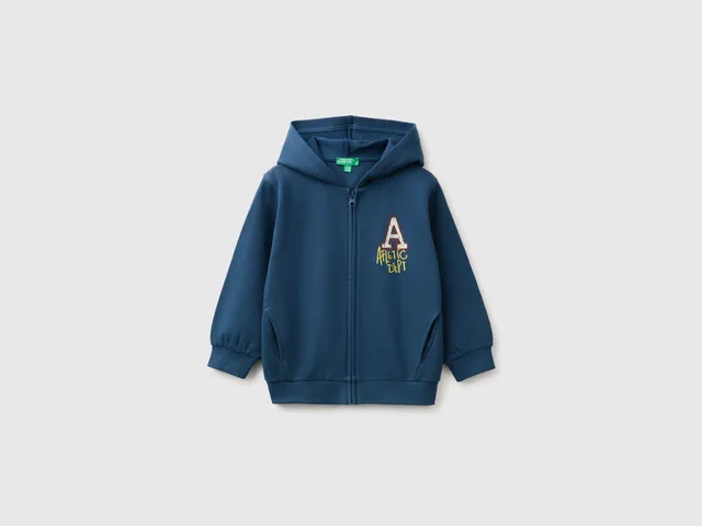 United Colors of Benetton felpa cappuccio cotone organico taglia 82 stampa