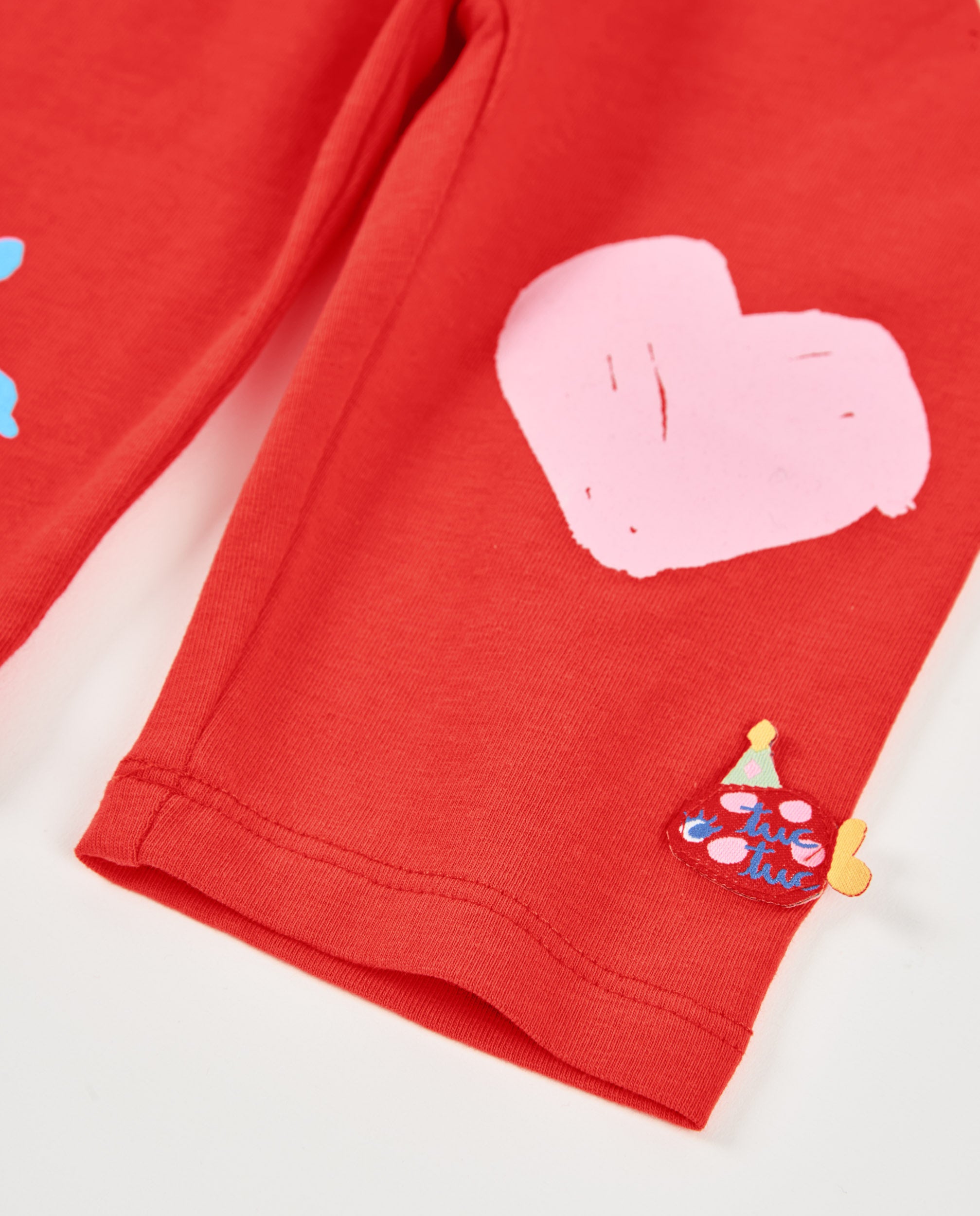 TucTuc Leggings Bambina Rosso con Stampe Cotone