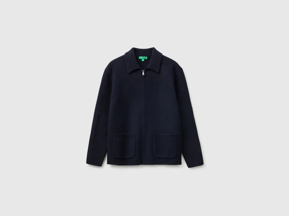 Benetton Jackets and Coats giacca lana cotta 100% zip taglia M