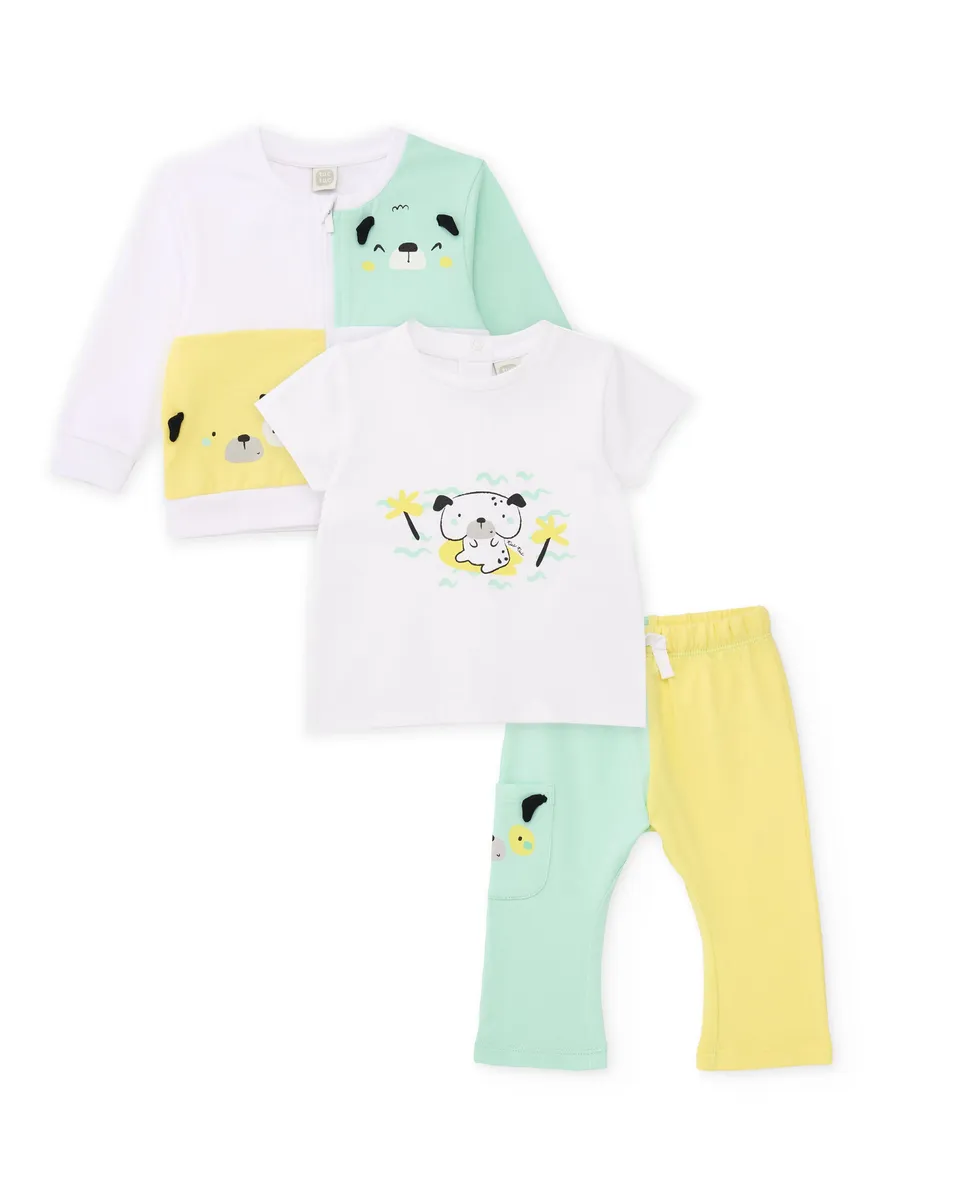 TucTuc Completi Tre Pezzi Cagnolino Completo Bianco Neonato