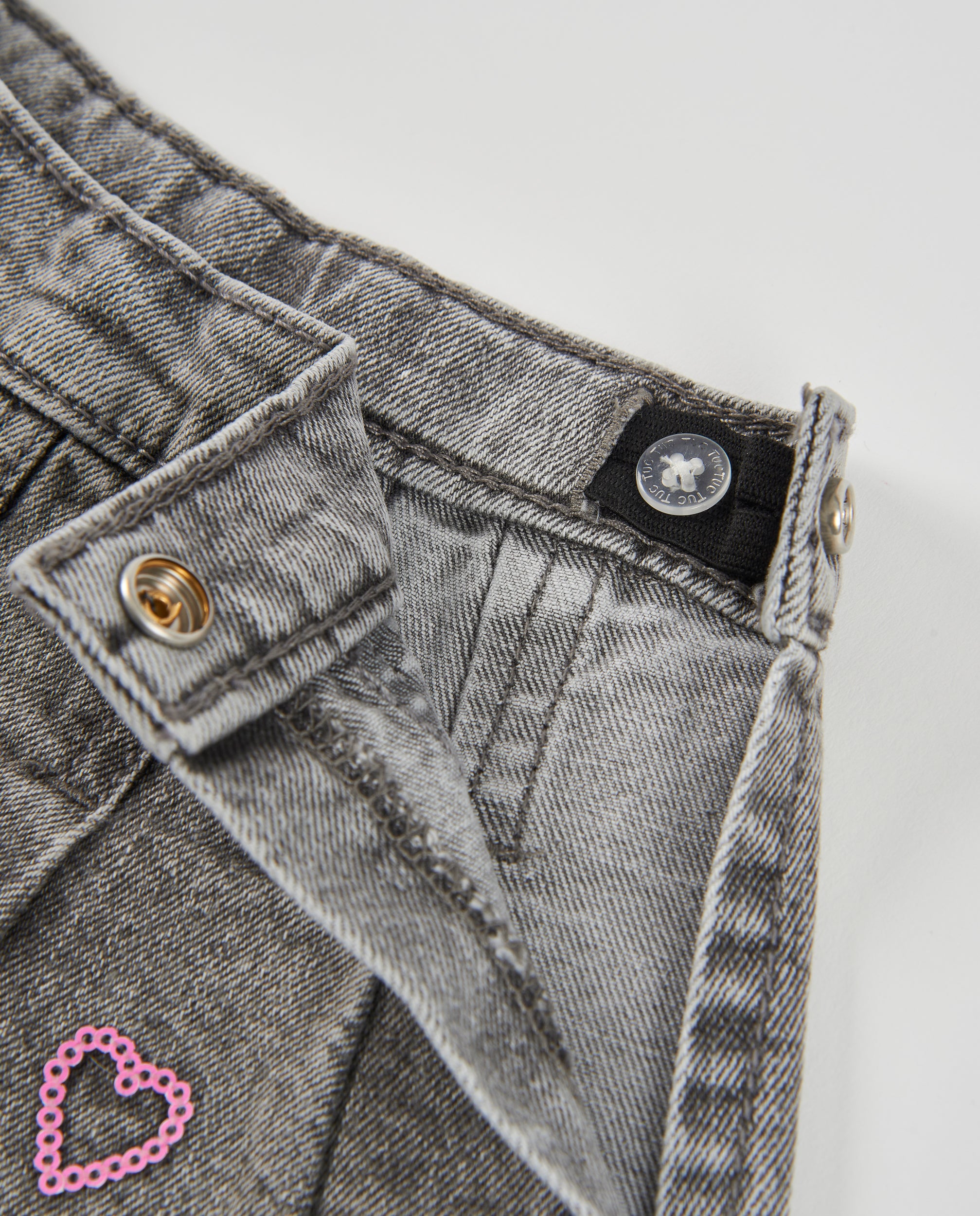 TucTuc Gonne Denim Bambina Grigio Chiaro Ricamo Cuori