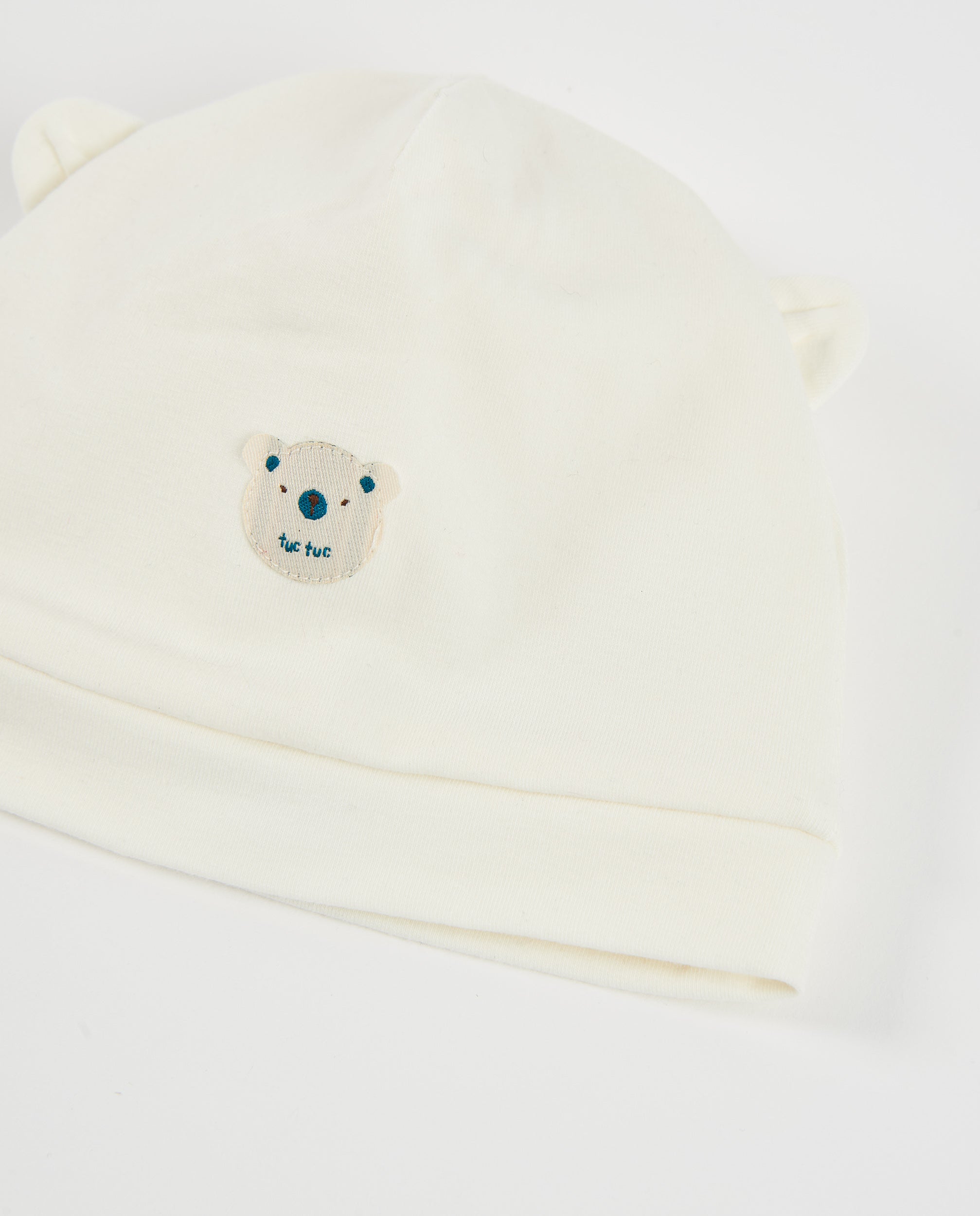 TucTuc Accessori Cappello Neonato Crudo Cotone Orso