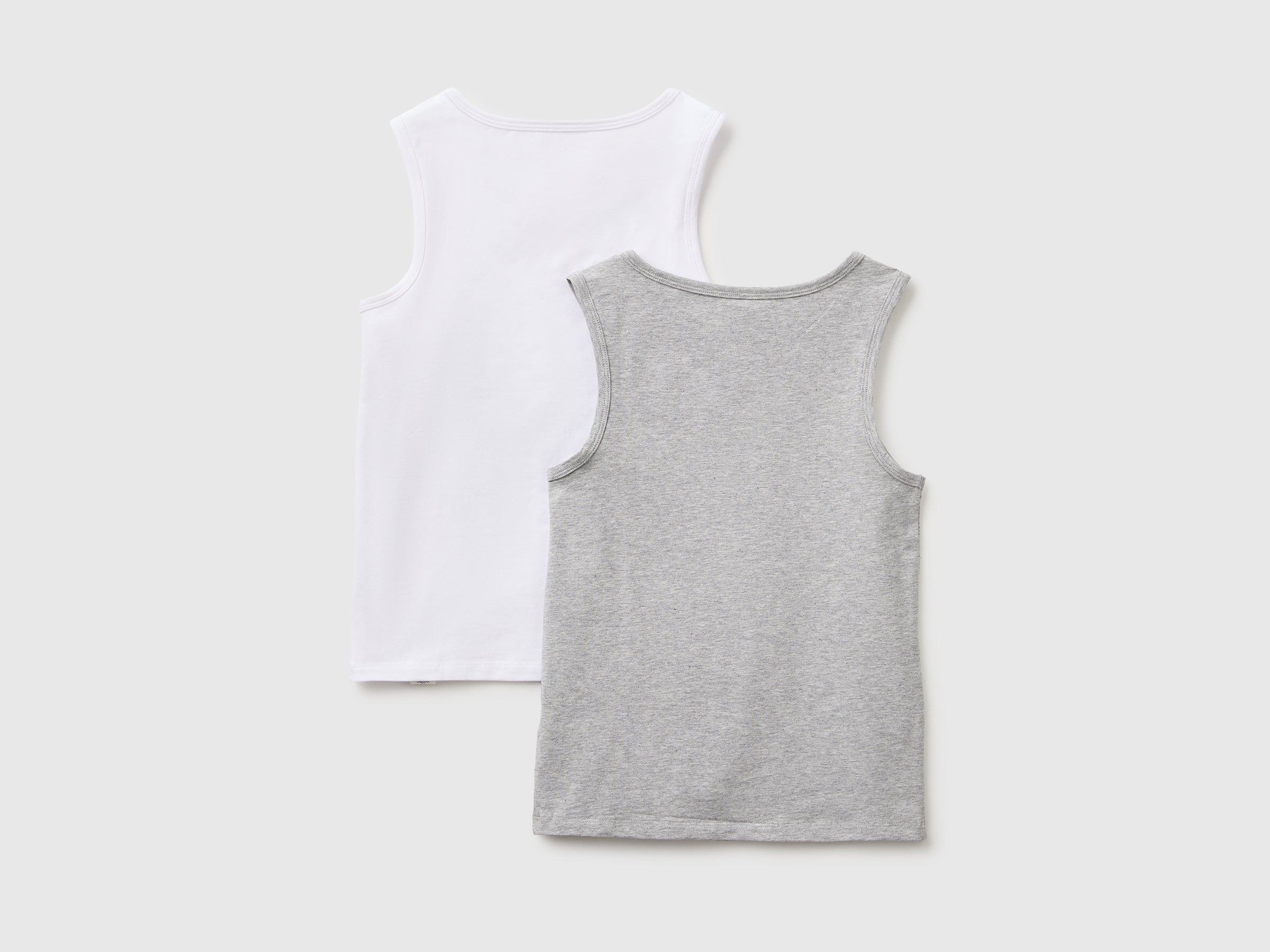 Benetton Set 2 canotte cotone bambina bianco grigio 5-6