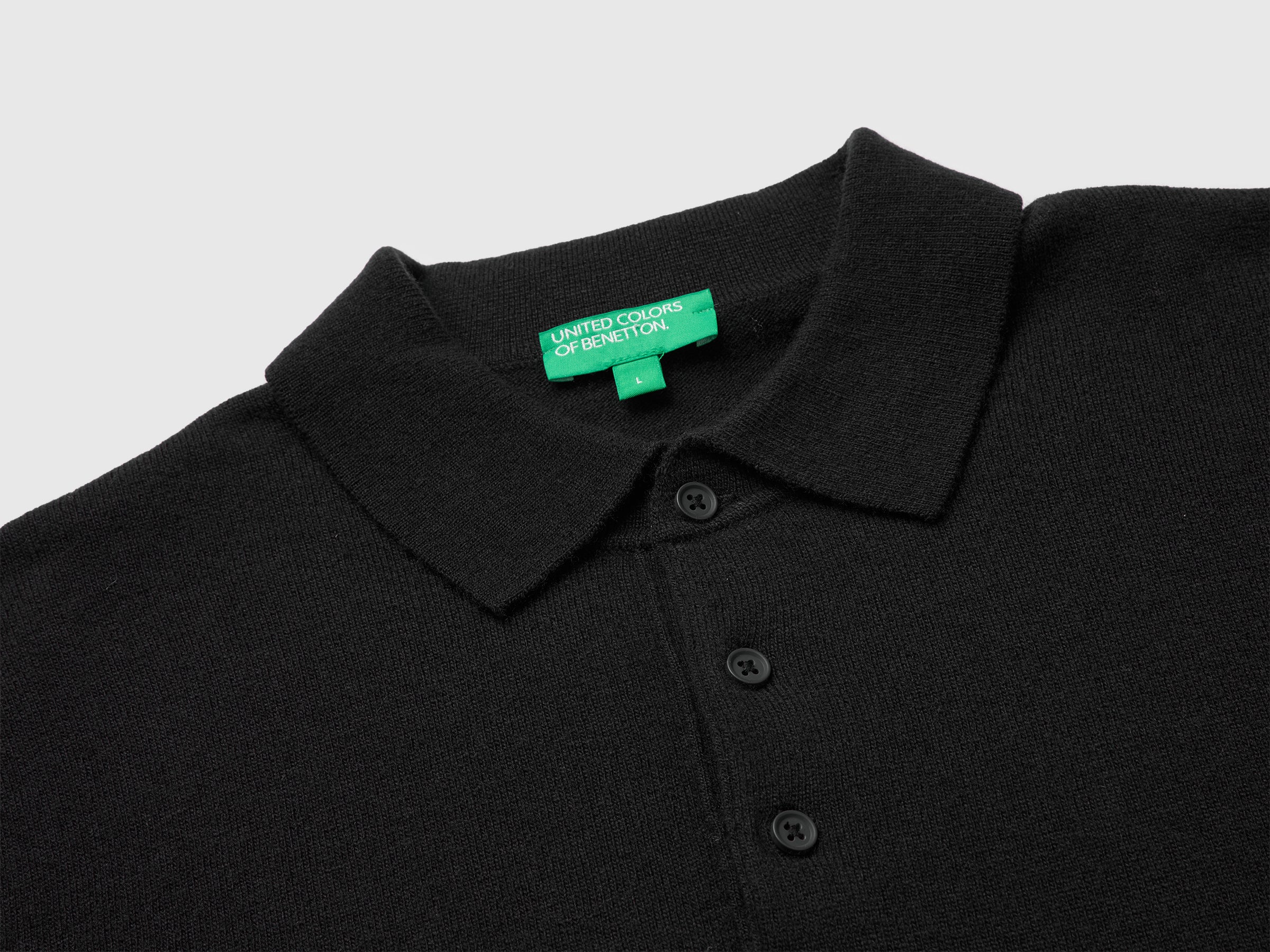 United Colors of Benetton Polos Polo lana merino nera L