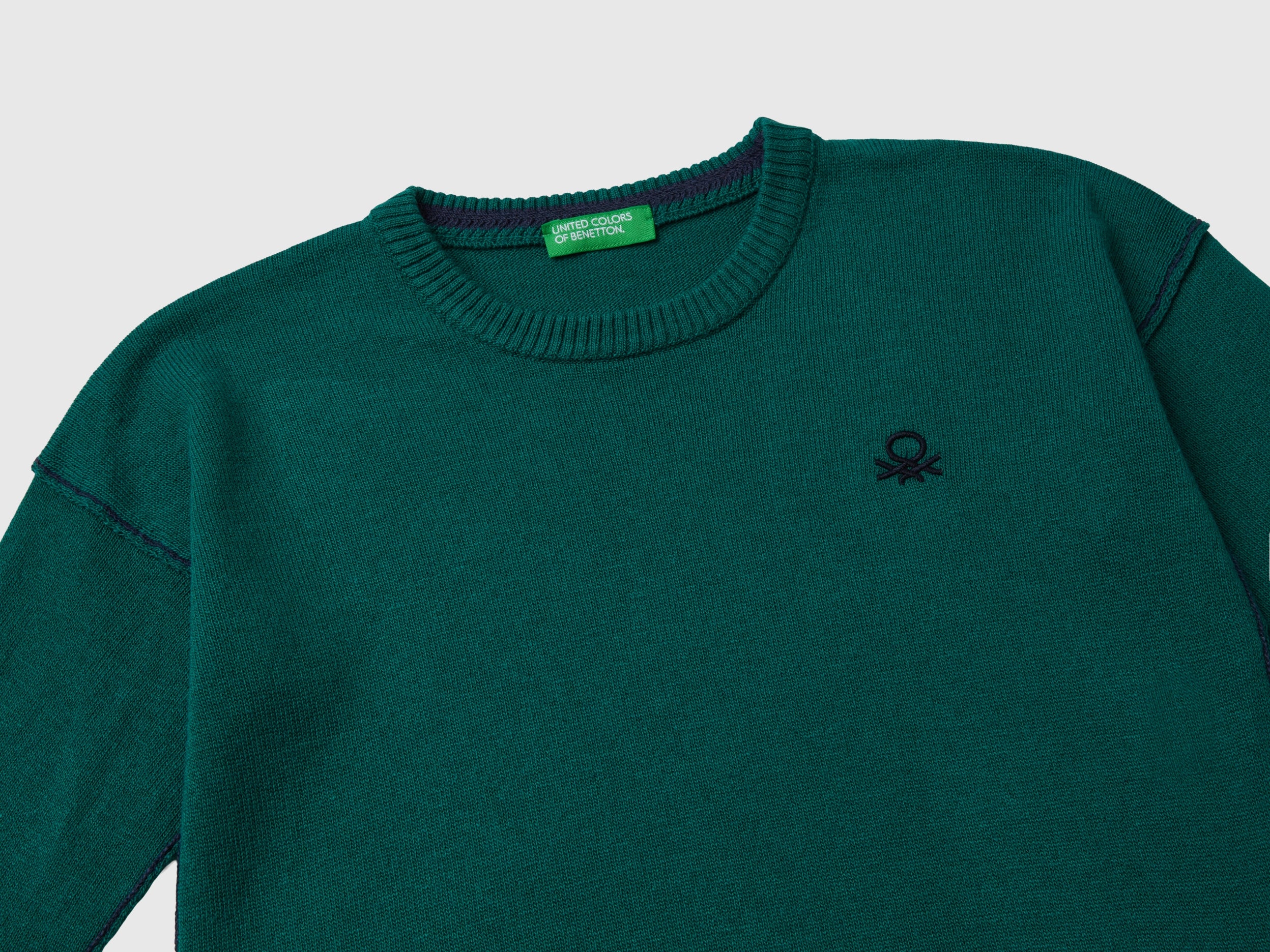United Colors of Benetton Sweaters Maglione girocollo lana bimbo logo