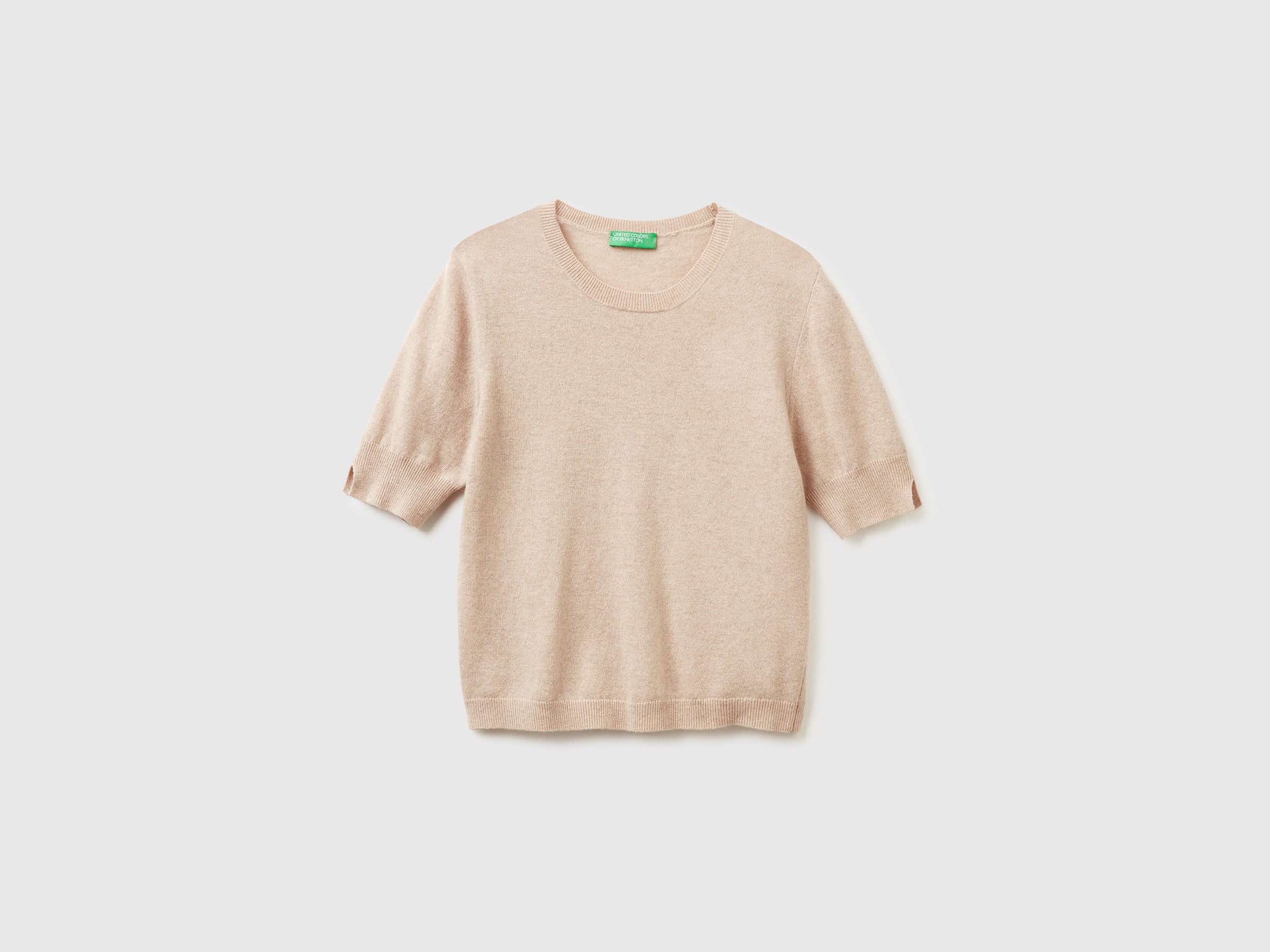 United Colors of Benetton maglione merino manica corta beige M