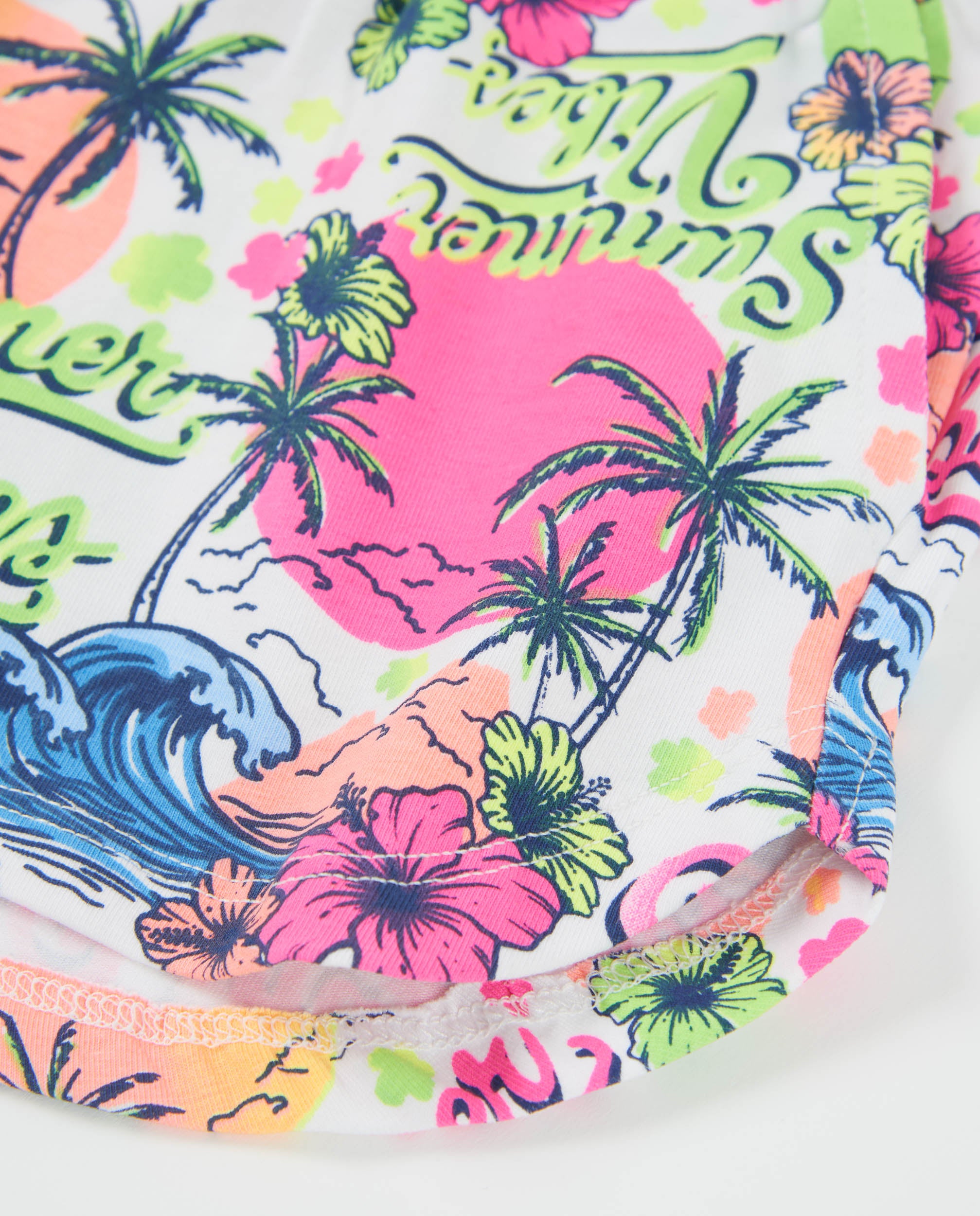 TucTuc Bermuda Shorts Bimba Rosa Stampa Tropicale Fluo