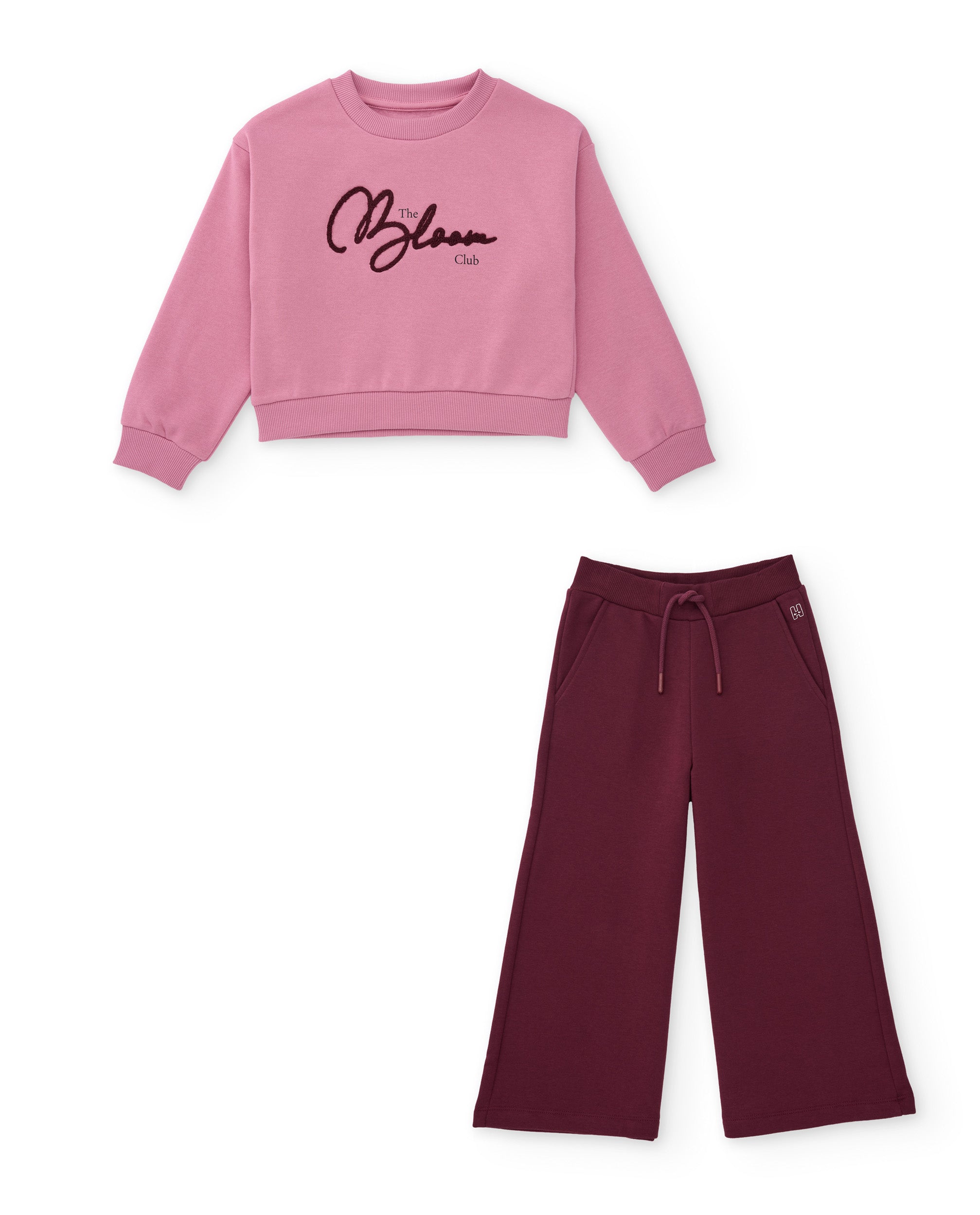 TucTuc Completi completo bambina rosa felpa cotone ricamata