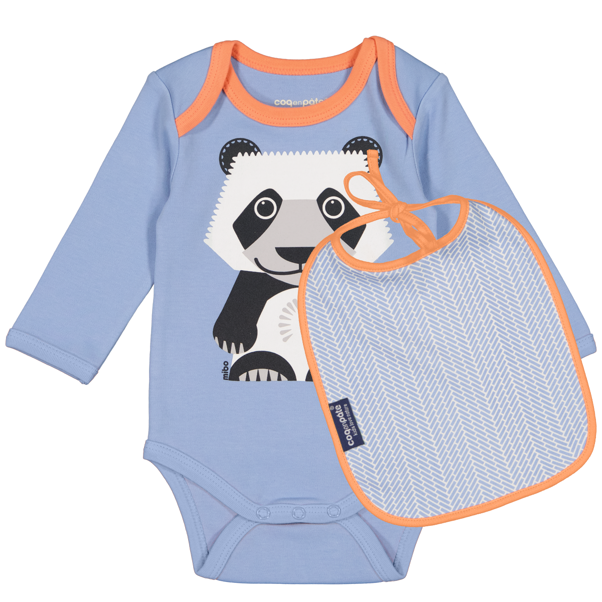 Coq en Pâte Set Neonato Panda Body Bavaglino Cotone Bio