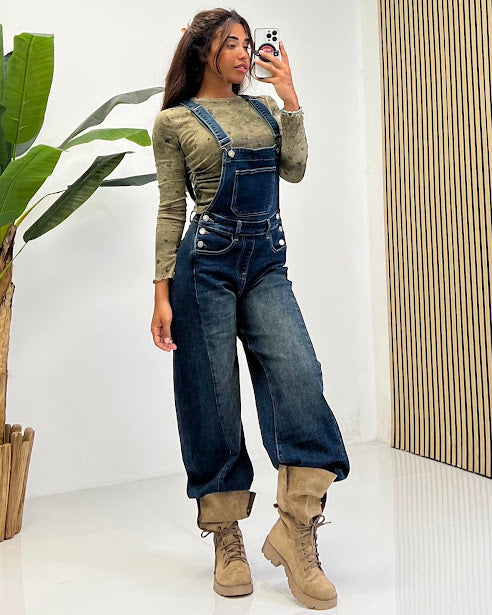 Sottosopra JEYW1890 salopette jeans scuro taglia M