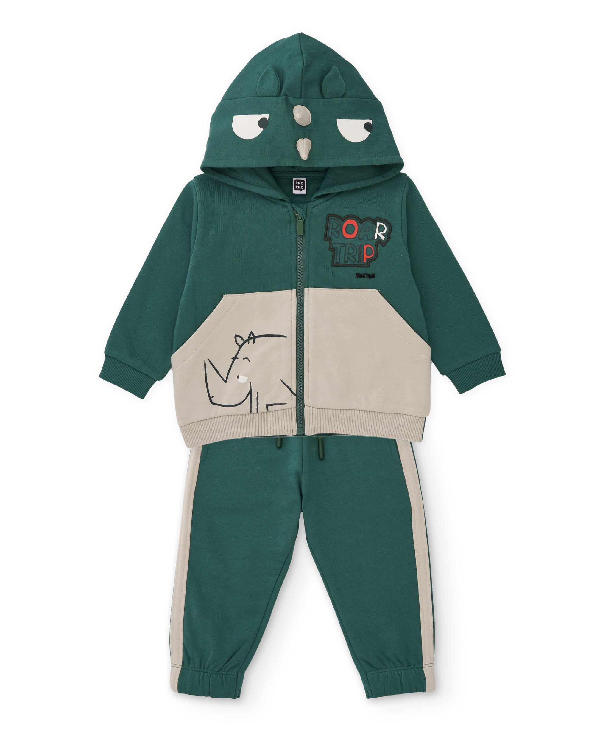 TucTuc Completi Tuta Bambino Verde Rinoceronte Felpa