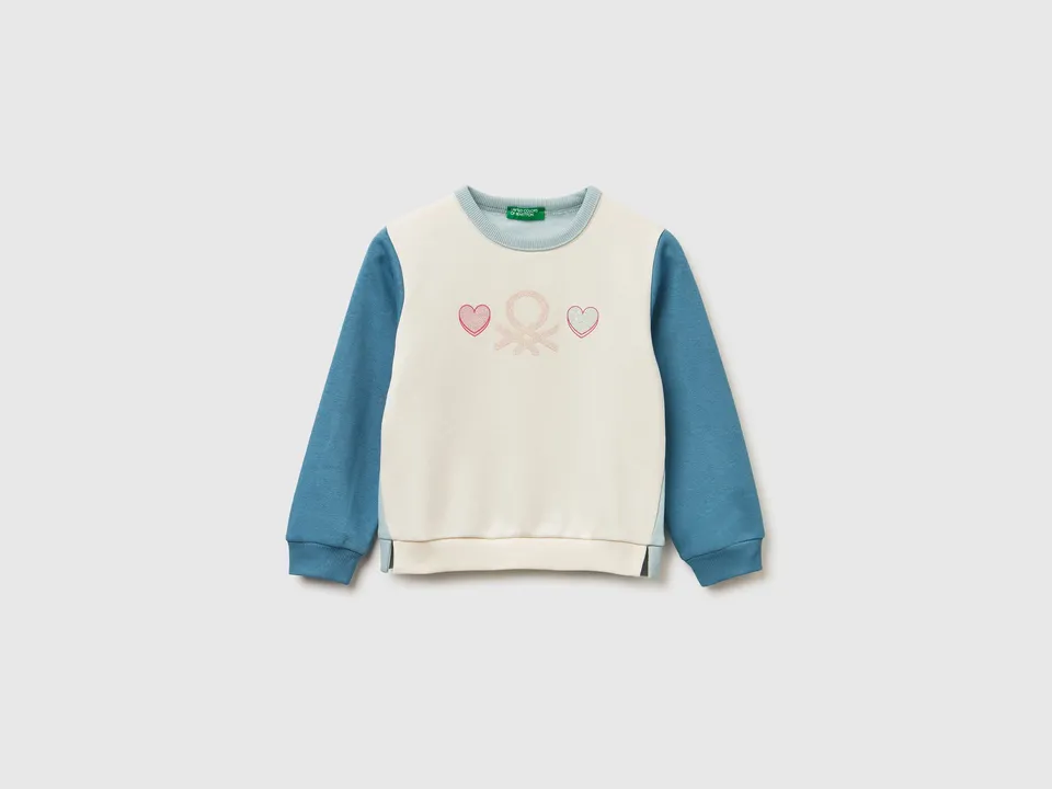 United Colors of Benetton Felpa Bimba Girocollo Cotone Glitter