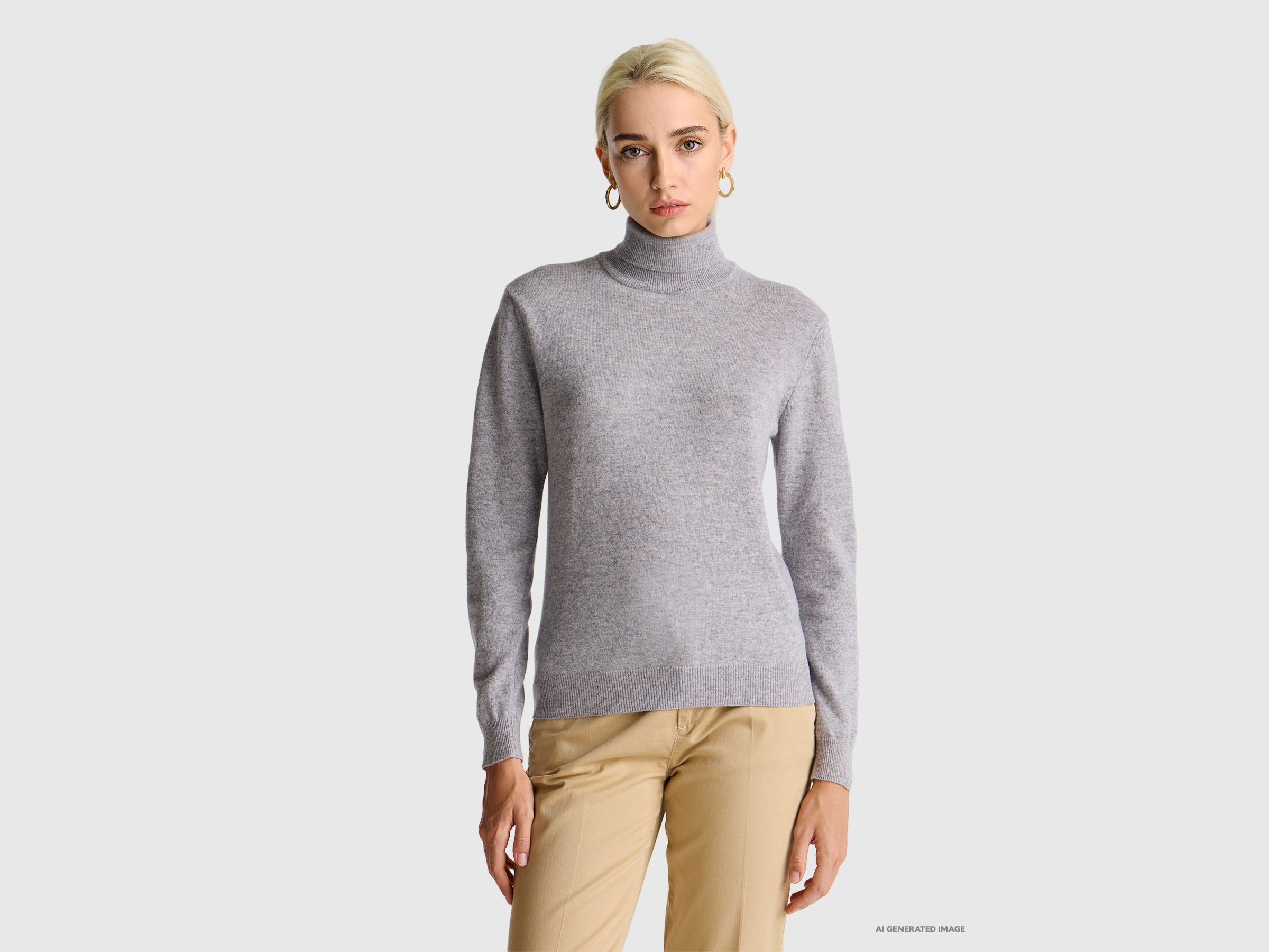 United Colors of Benetton maglione lana merino grigio taglia M