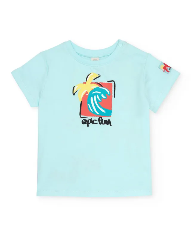 TucTuc Magliette T-shirt neonato blu chiusura spalla
