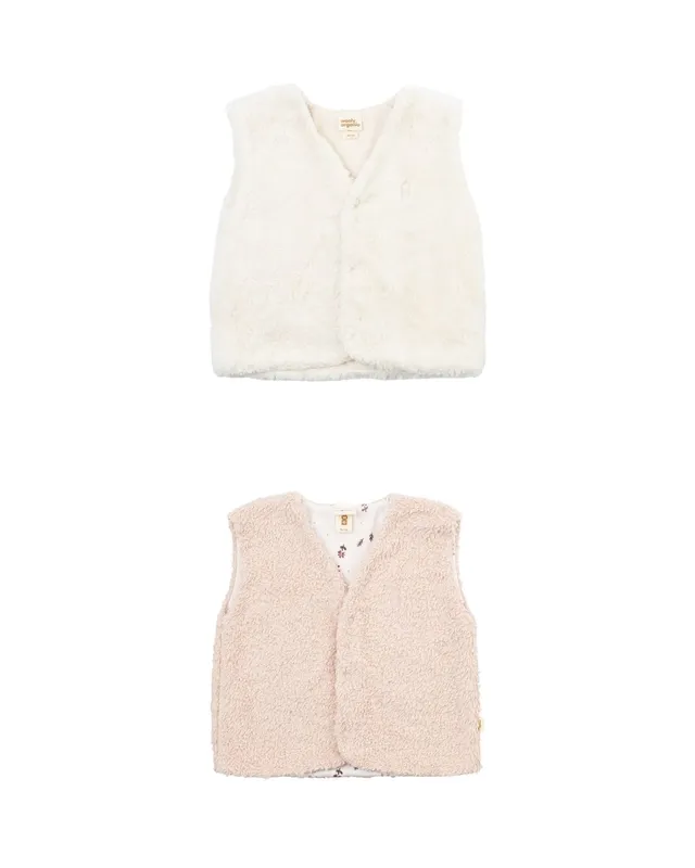 Woolly Organic Gilet bimbo ricamato cotone bio Ecru