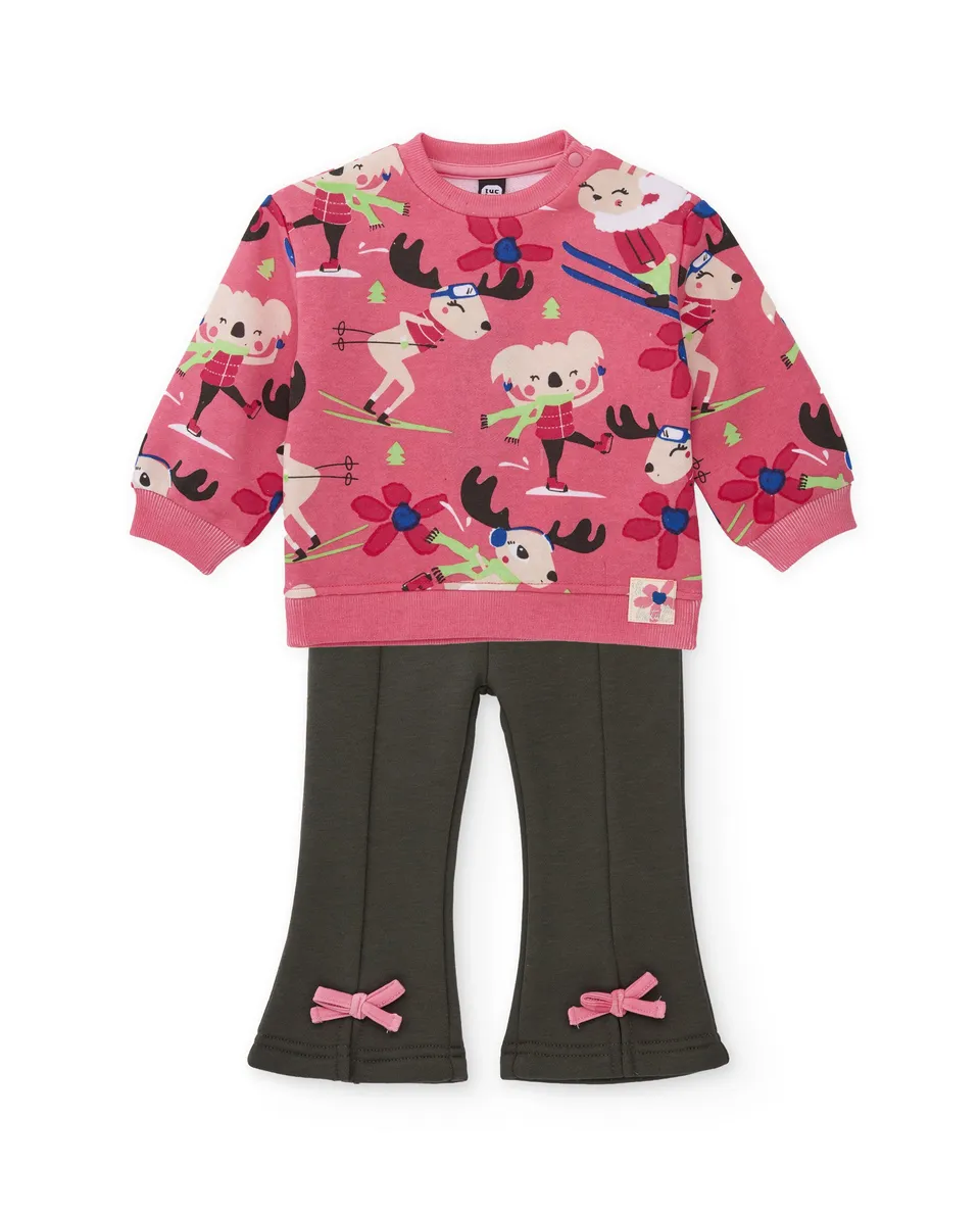 TucTuc Completi tuta felpa bambina rosa stampa renne