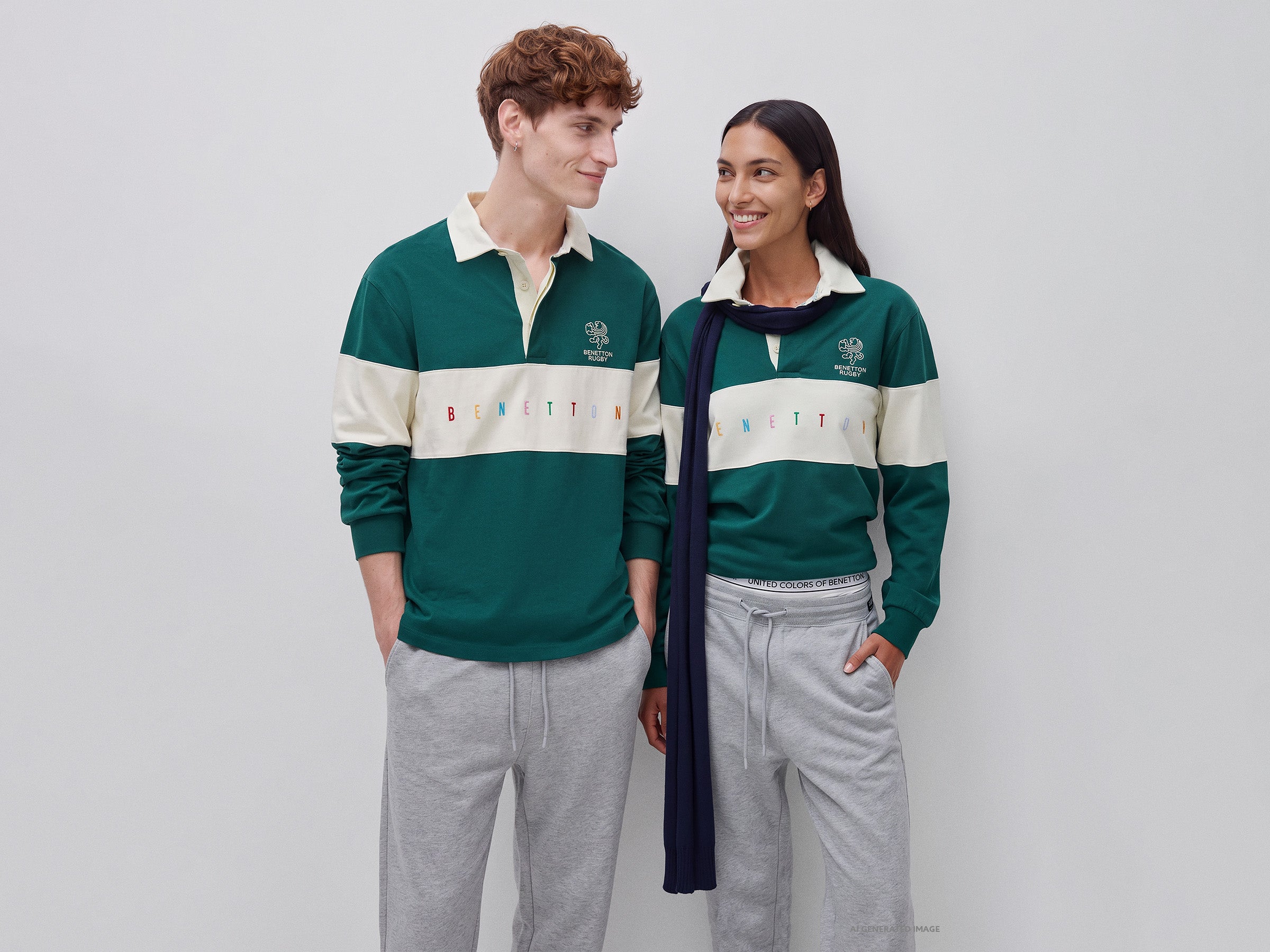 United Colors of Benetton Rugby Polo Verde Scuro Cotone