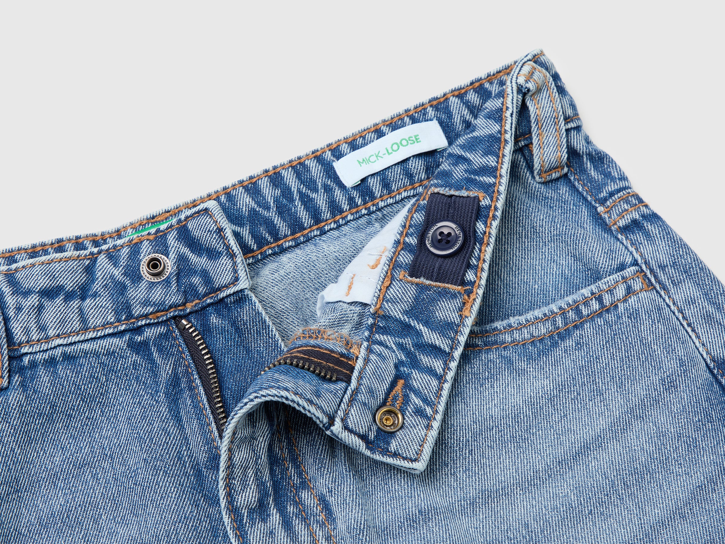 Benetton Cargo jeans loose denim cotone tasche L