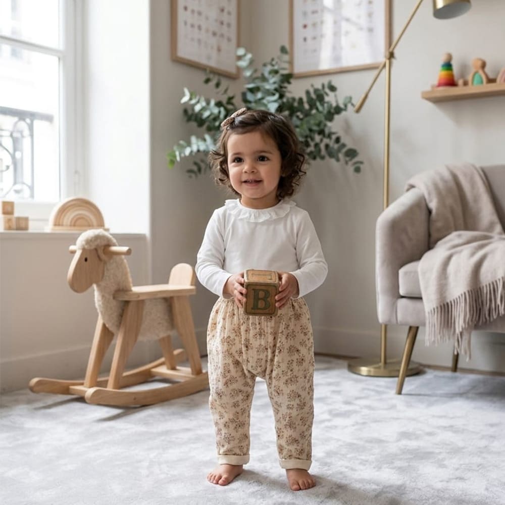 Petite Citrouille Aby pantalone sarouel reversibile fiori cotone