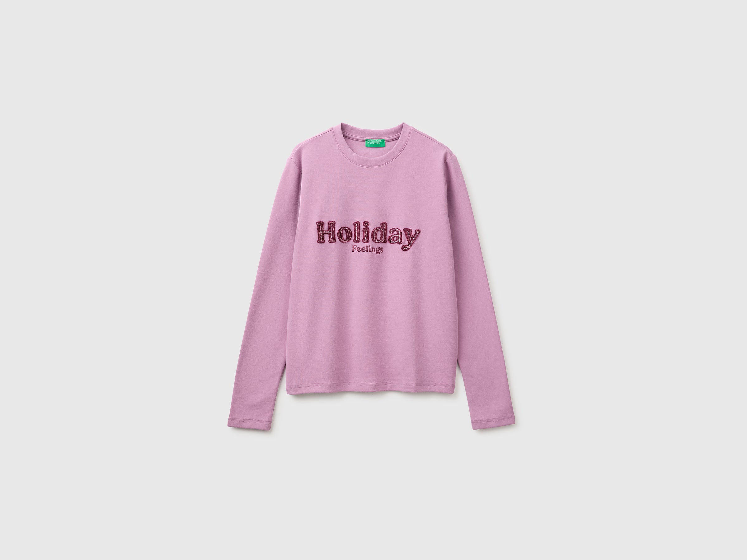 United Colors of Benetton maglietta cotone caldo manica lunga taglia M ricamo