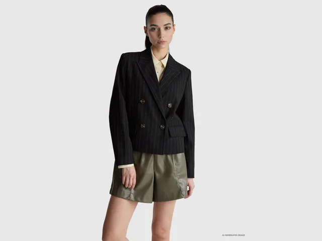 United Colors of Benetton blazer gessato corto taglia 38