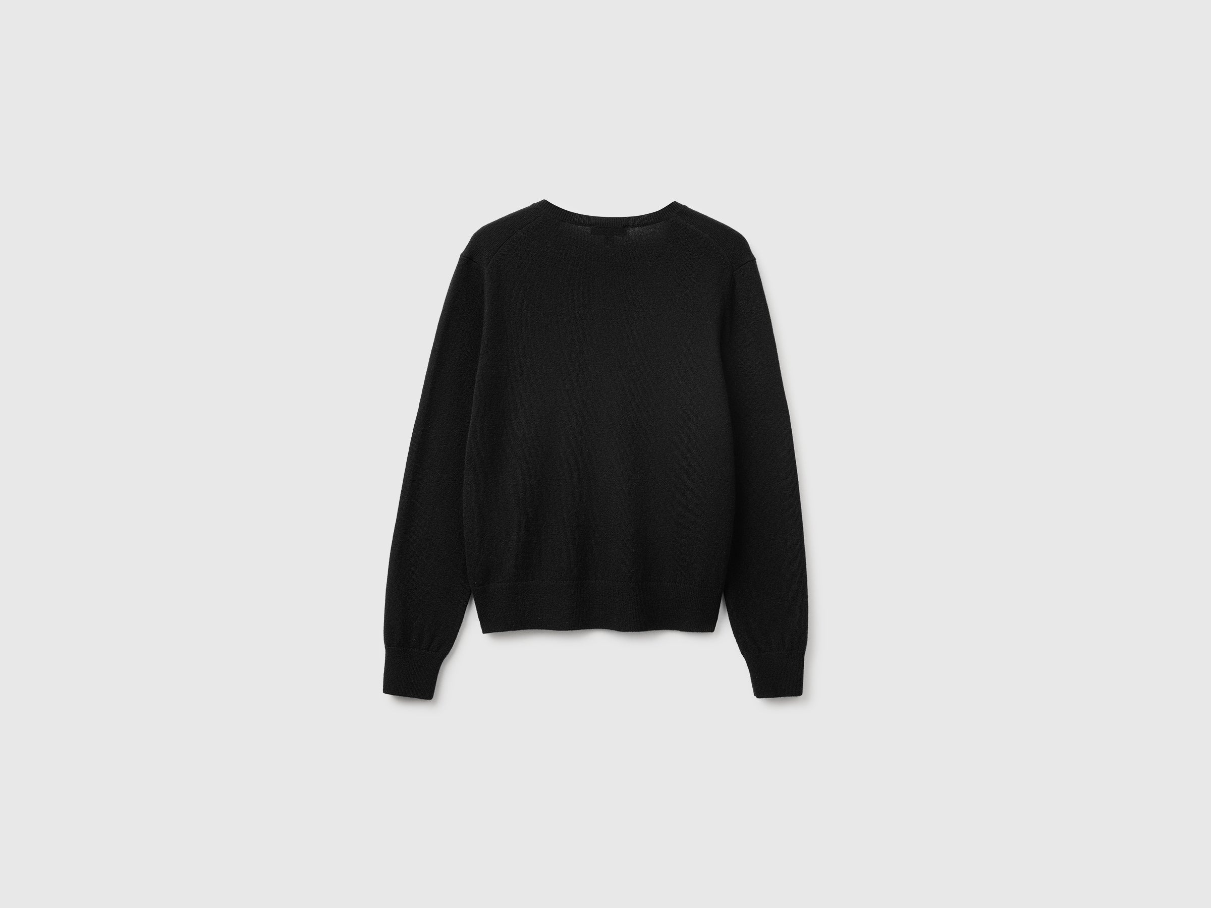 United Colors of Benetton Maglione Lana Merino Scollo a V Nero