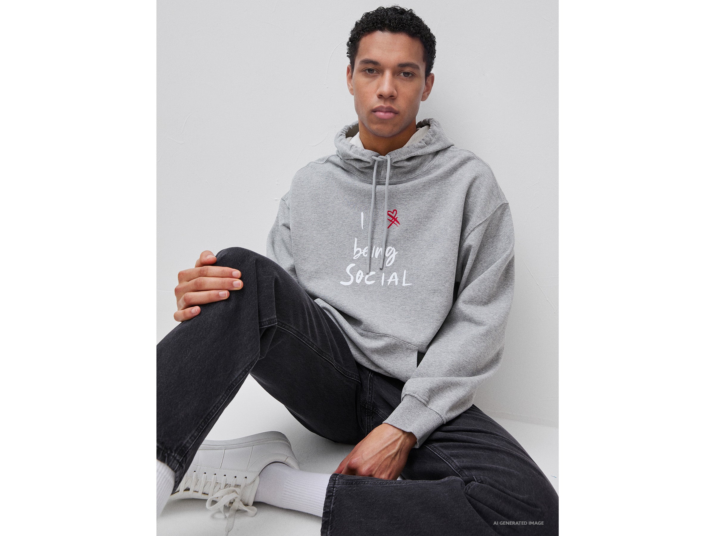 United Colors of Benetton felpa cappuccio slogan cotone