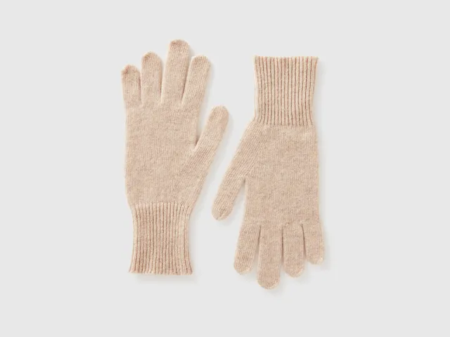 United Colors of Benetton Guanti lana merino beige OS