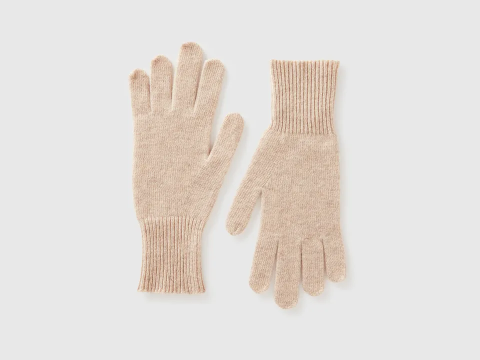 United Colors of Benetton Guanti lana merino beige OS