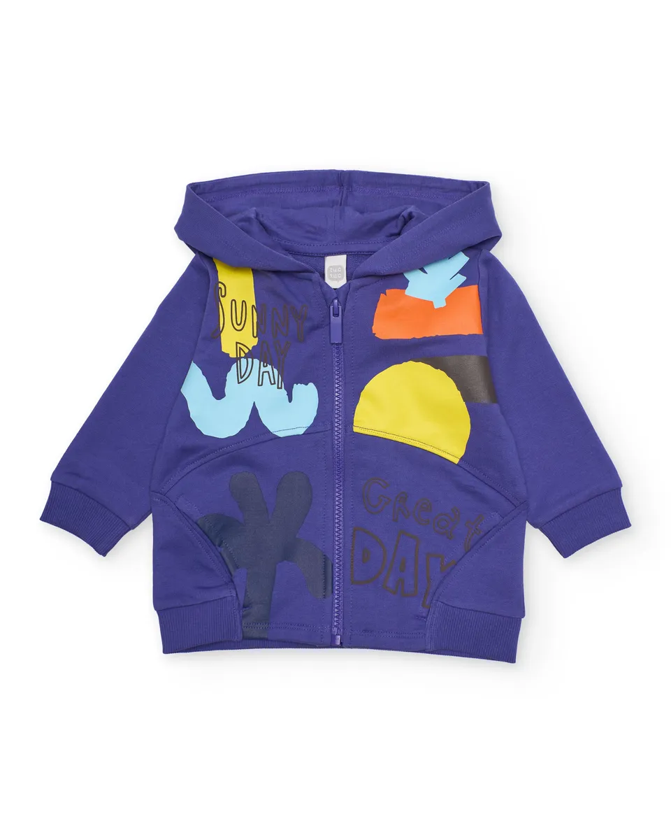 TucTuc Felpe zip bambino lila con cappuccio