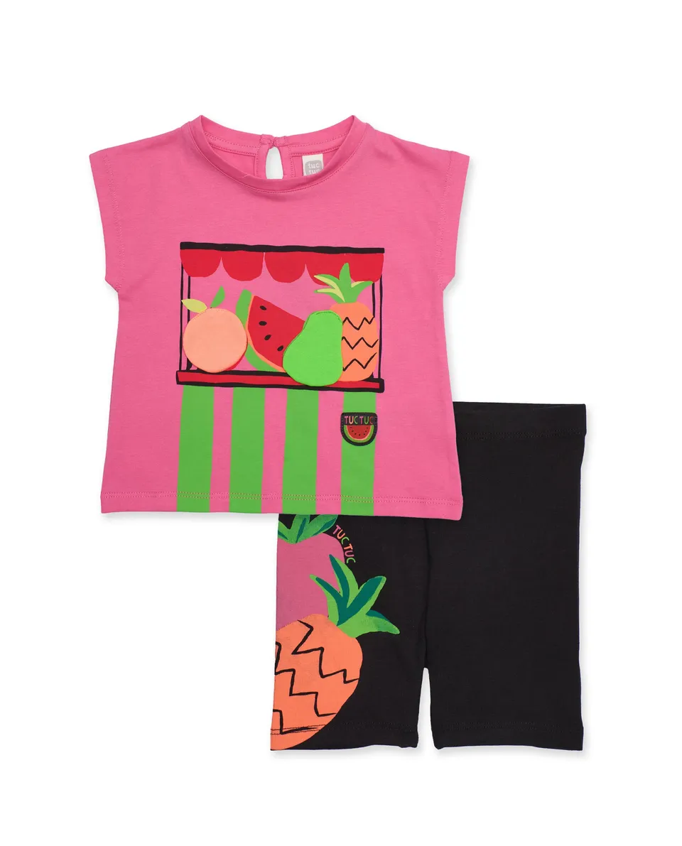TucTuc Completi Completo bambina maglia rosa 2 pezzi