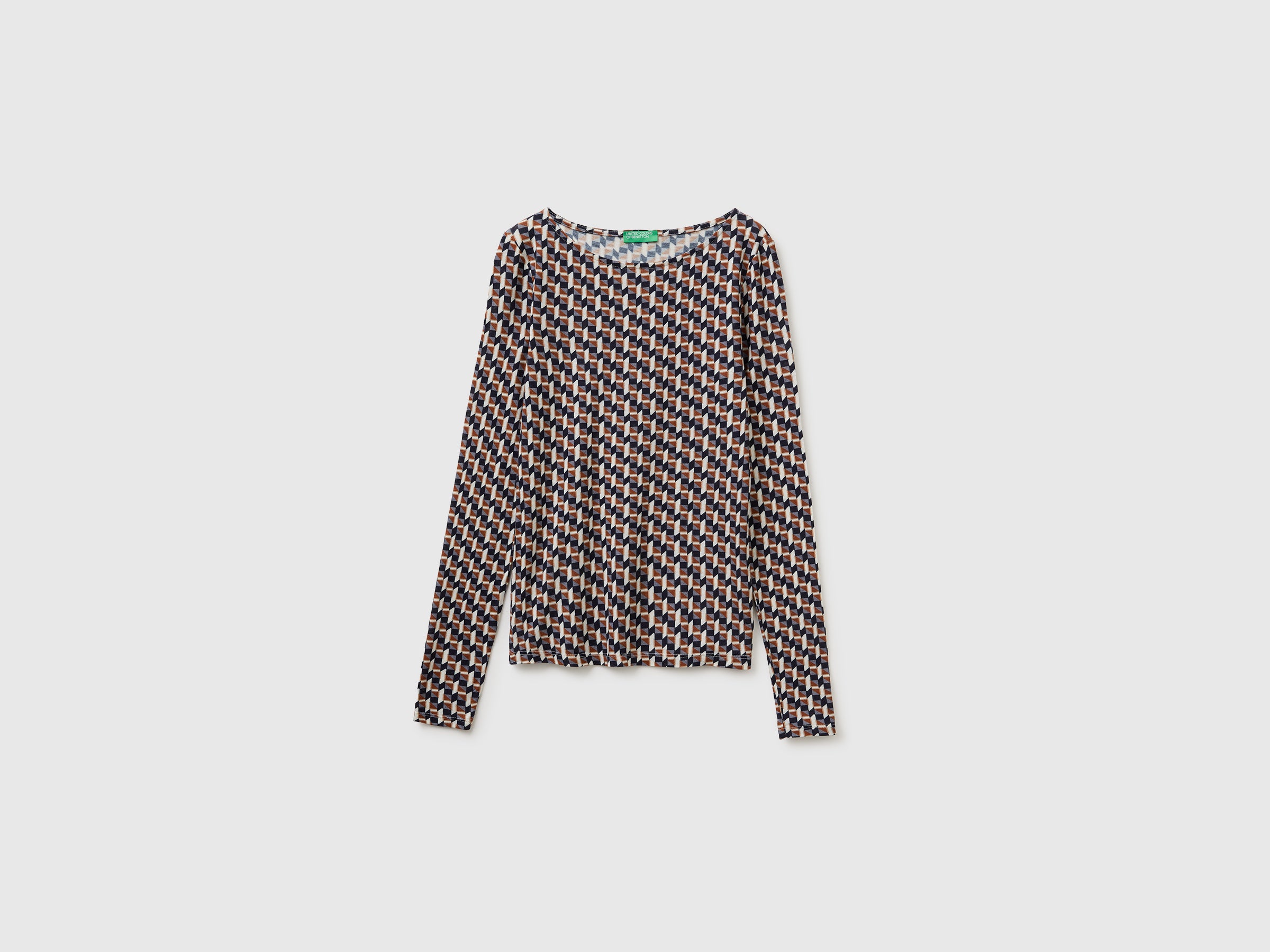 Benetton Maglietta Manica Lunga Fantasia Lana
