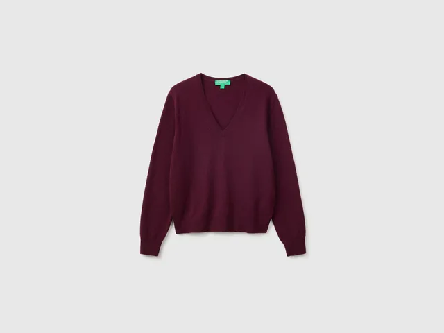 United Colors of Benetton maglione lana merino prugna taglia M