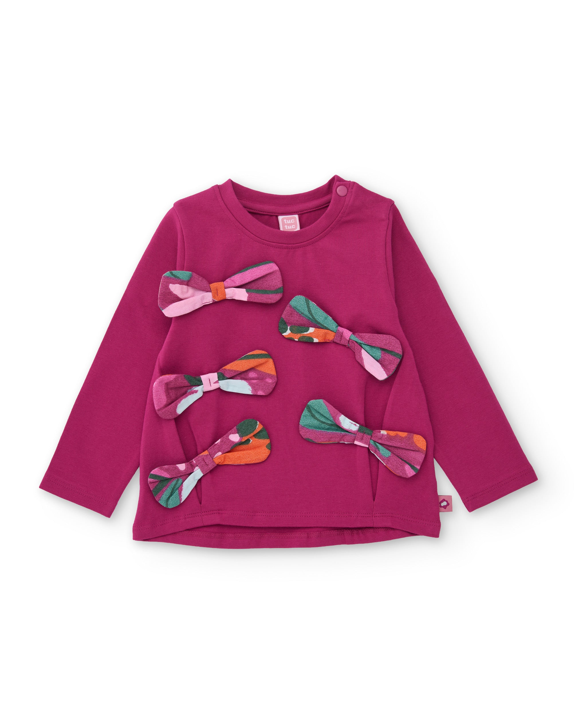 TucTuc Magliette t-shirt bambina viola fiocchi cotone