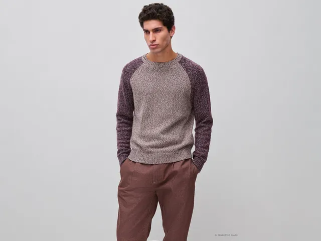 United Colors of Benetton maglione color block lana girocollo