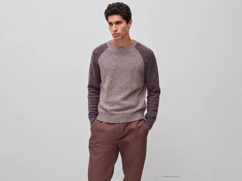 United Colors of Benetton maglione color block lana girocollo