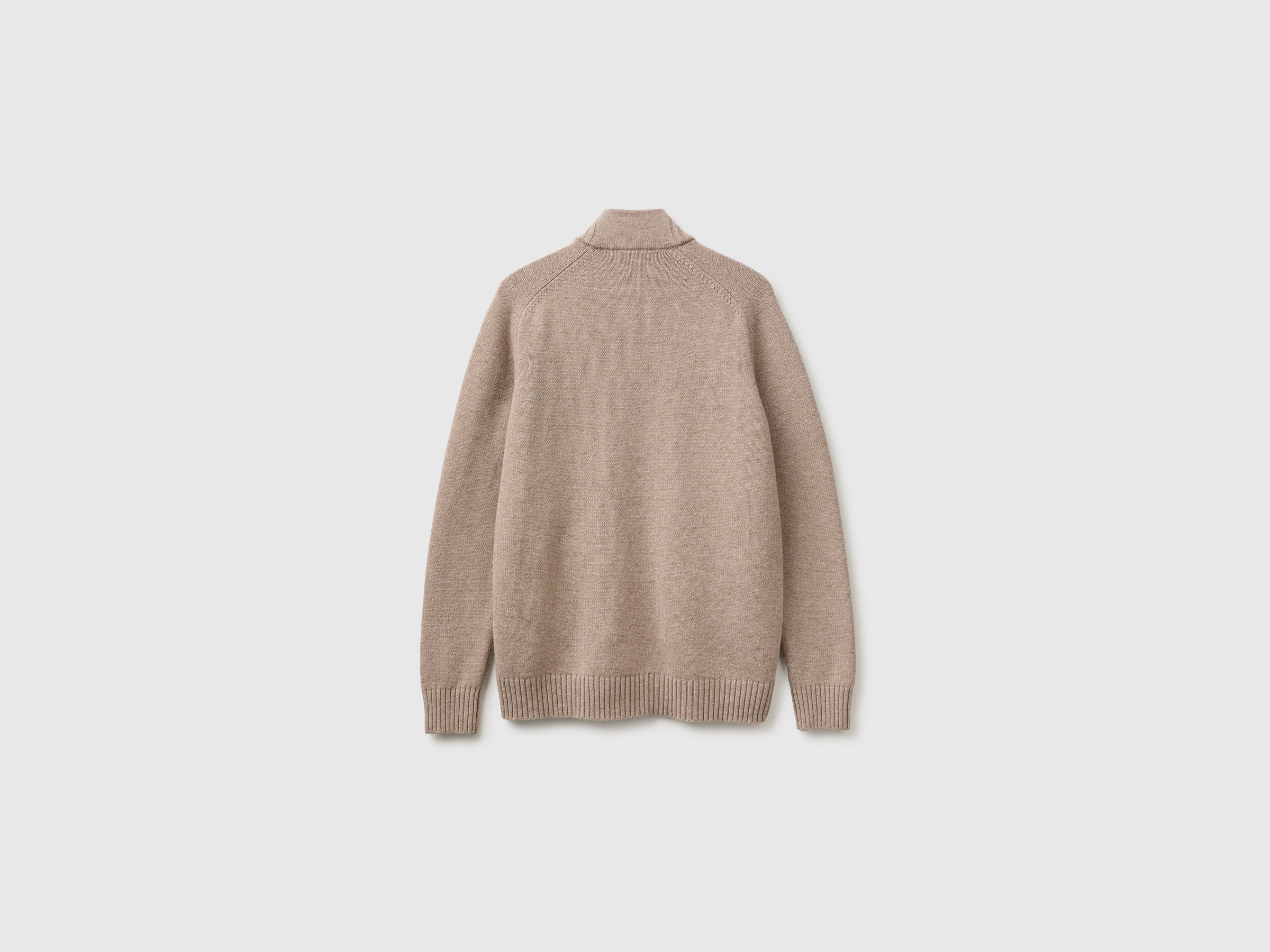 Benetton cardigan zip lana merino collo alto M