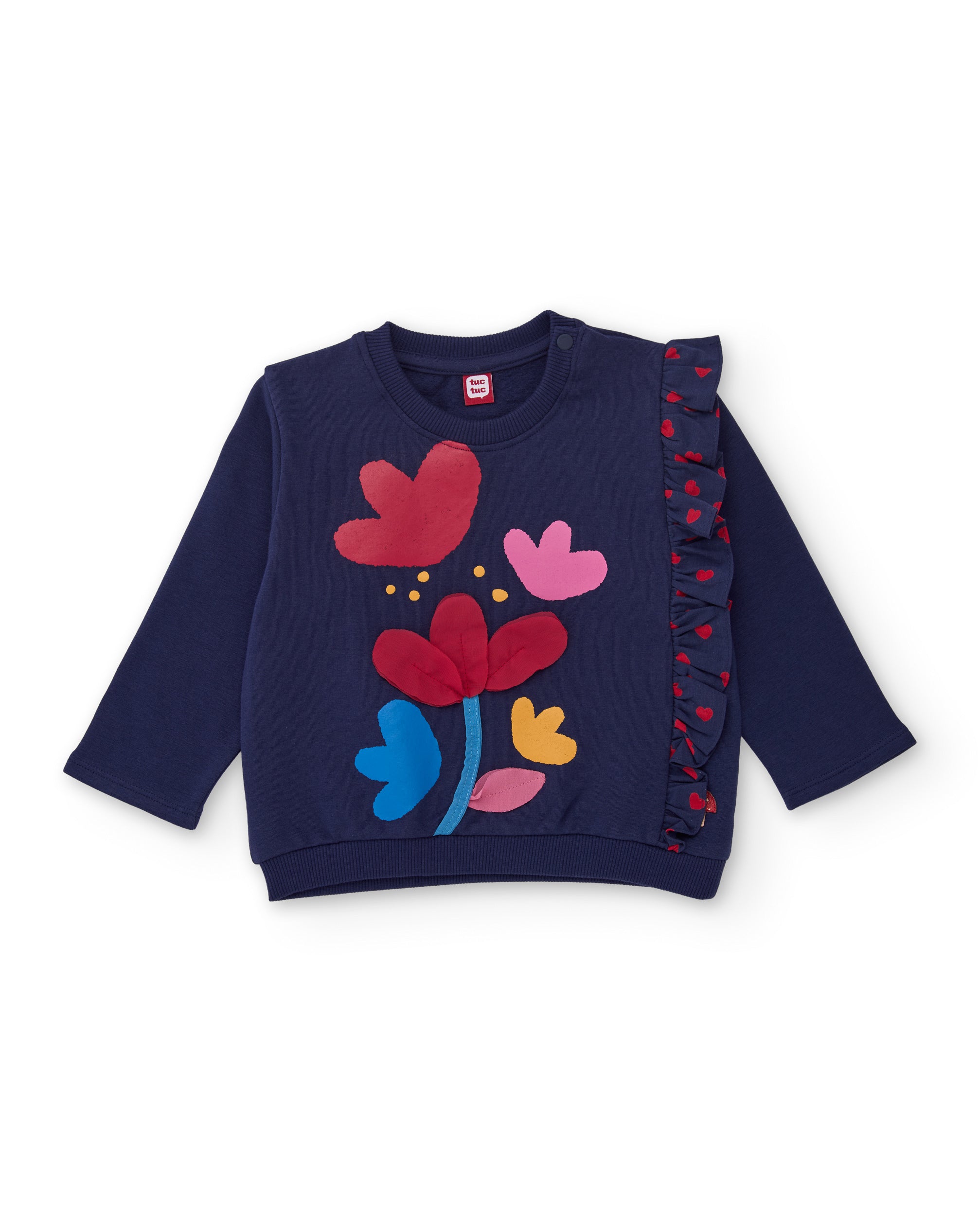 TucTuc Completi Felpa e Leggings Cuori Blu Navy Neonata