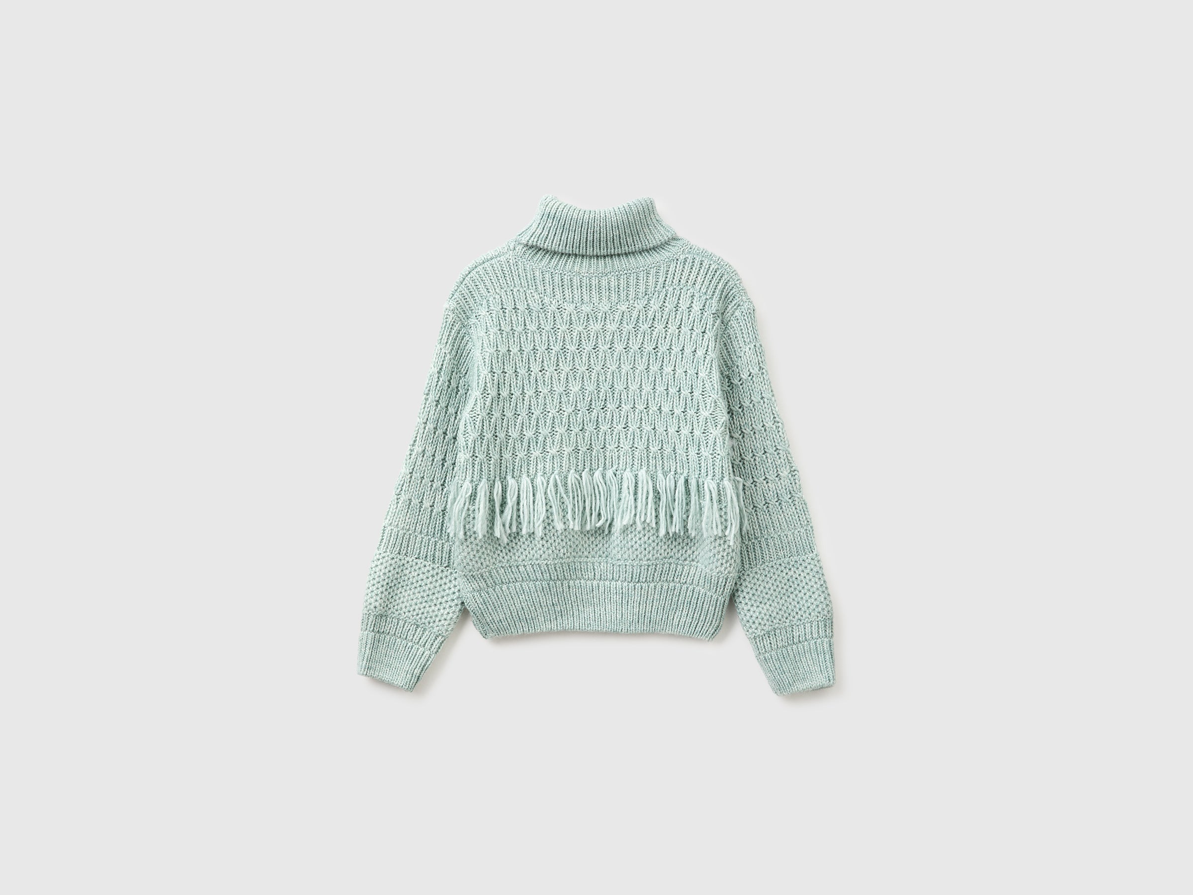 United Colors of Benetton Maglione Lana Frange Collo Alto