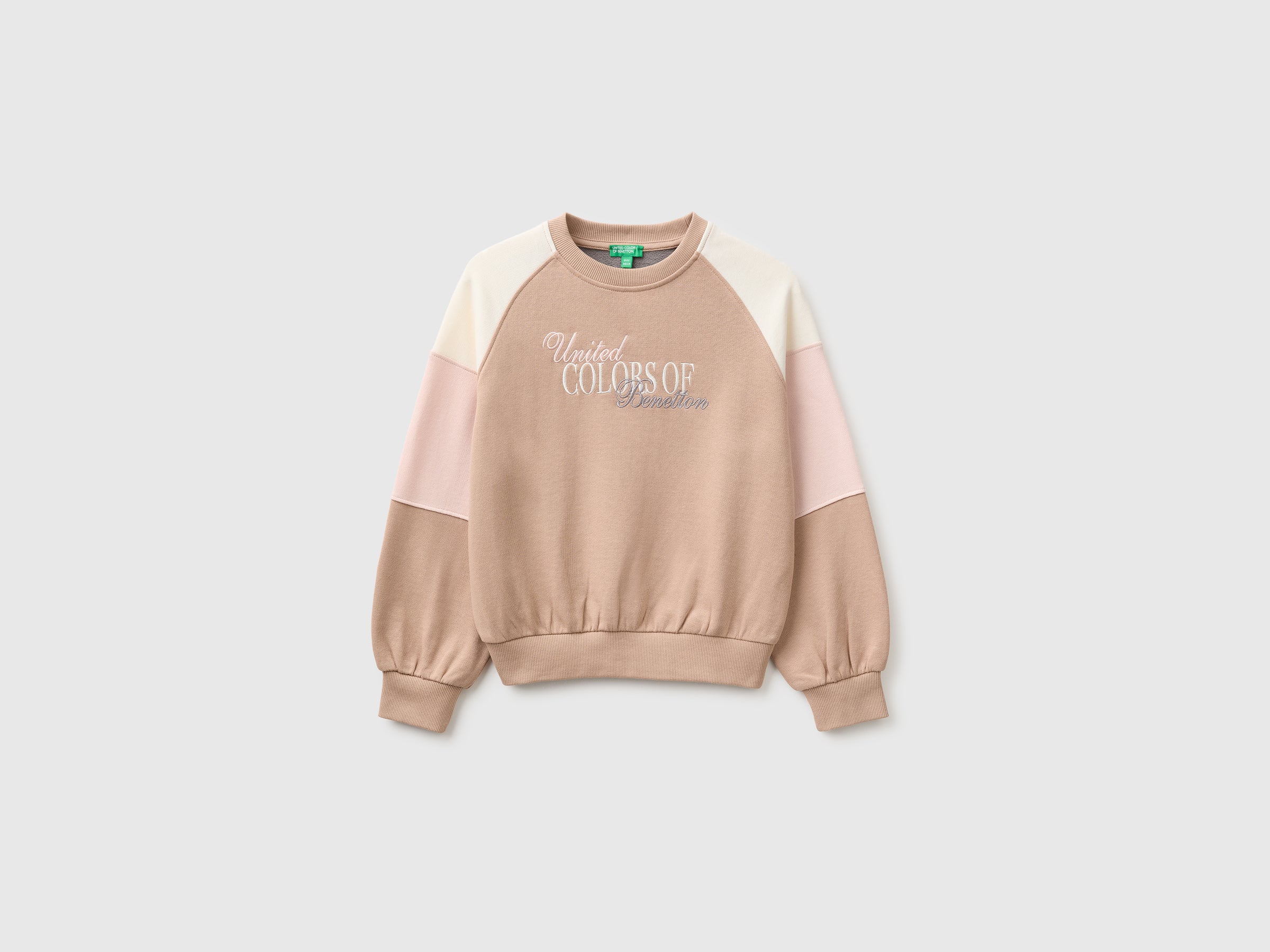 United Colors of Benetton Color Block Felpa Cotone Ricamo
