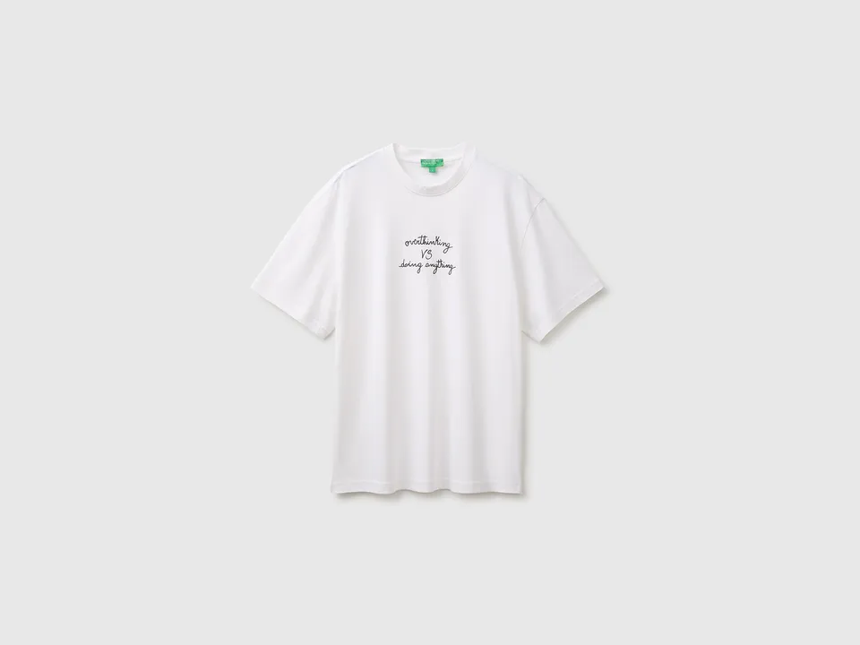 Benetton T-Shirt Stampa Cotone Biologico Manica Corta