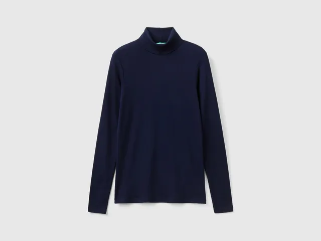 Benetton t-shirt manica lunga collo alto taglia S