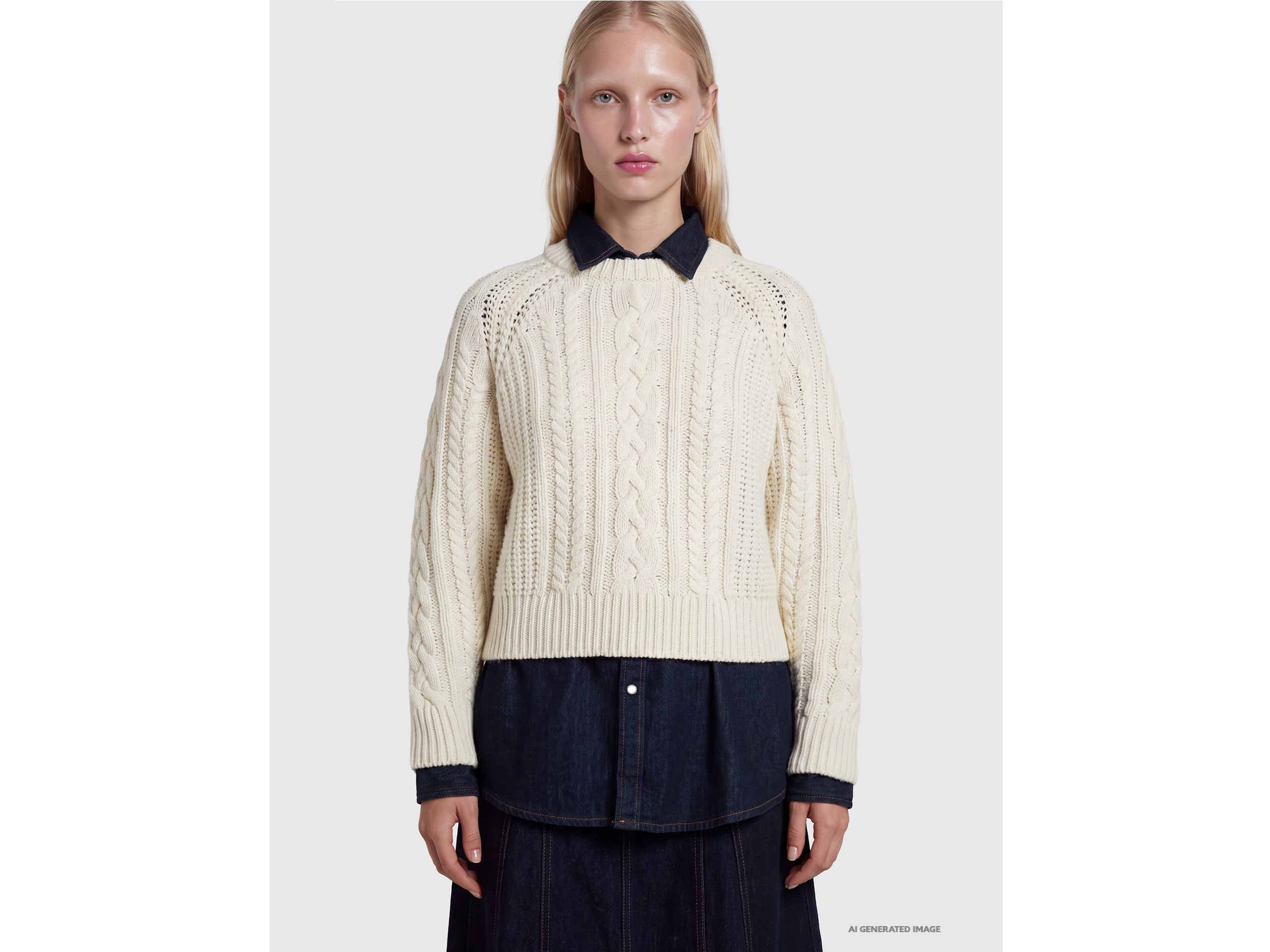 Benetton Sweaters maglione trecce 100% lana taglia XS