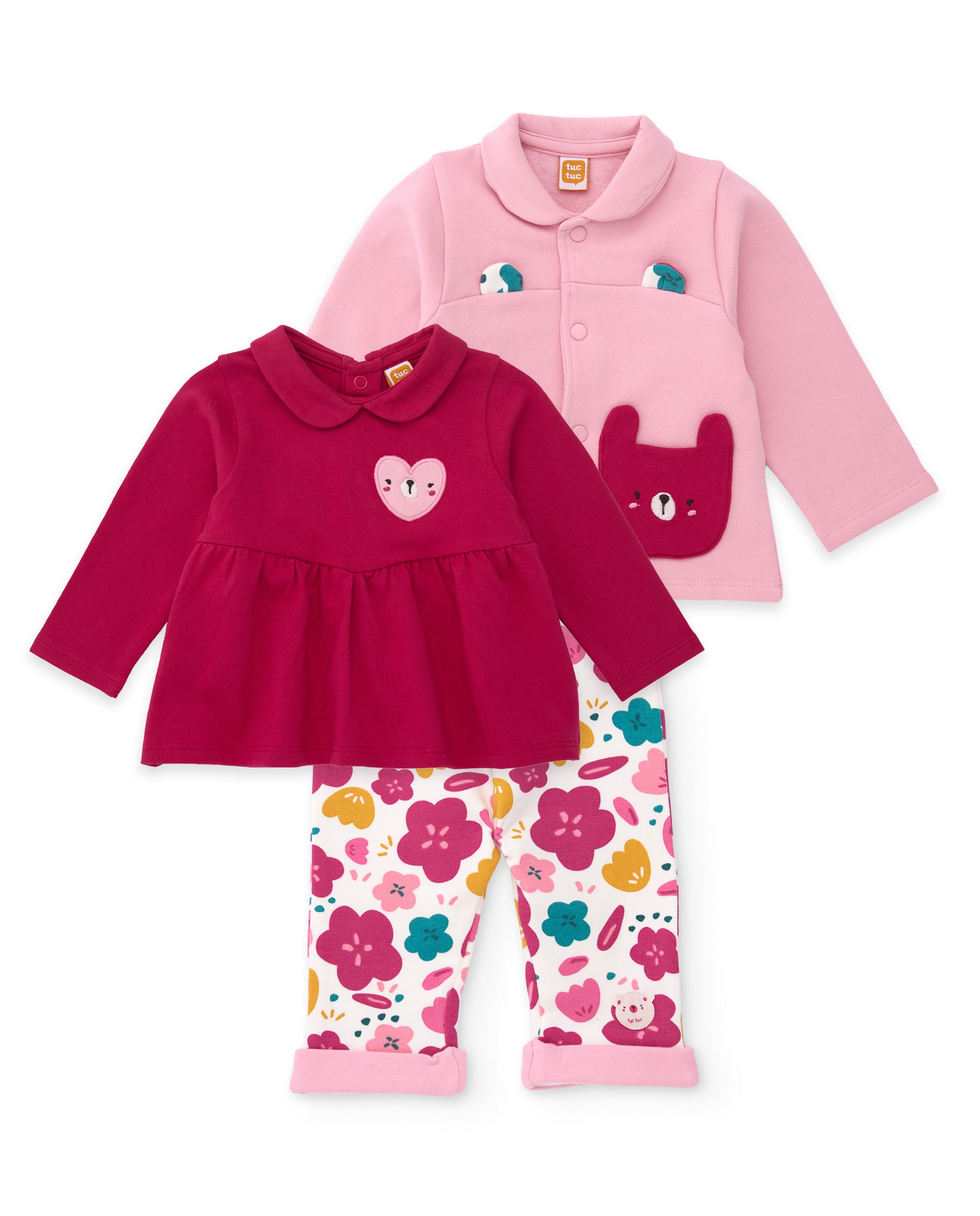 TucTuc Completi completo neonata rosa 3 pezzi felpa