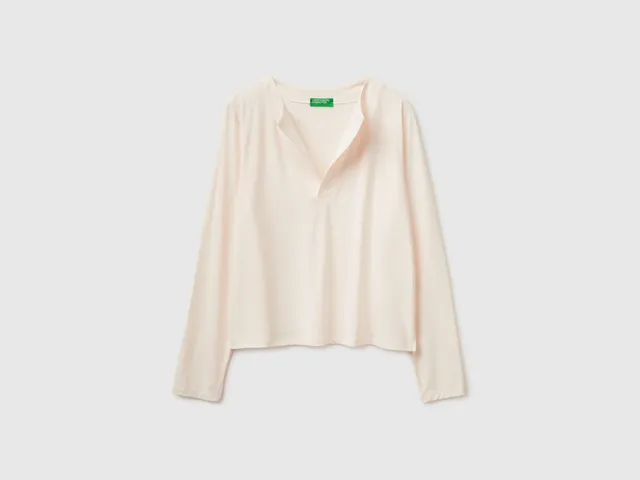 United Colors of Benetton T-Shirt Viscosa Rever Maniche Lunghe XS