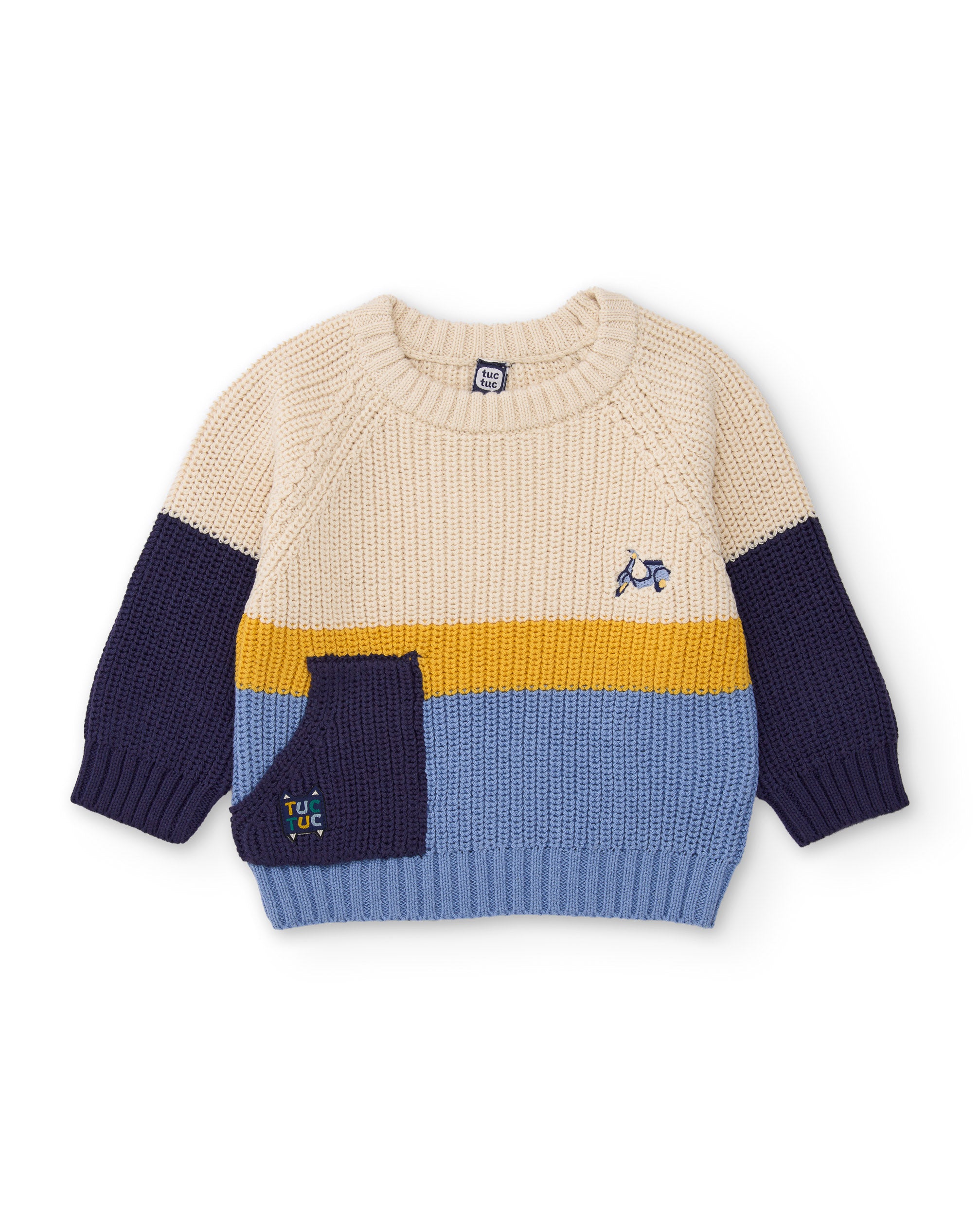 TucTuc Maglioni bimbo blu blocchi colore tricot caldo