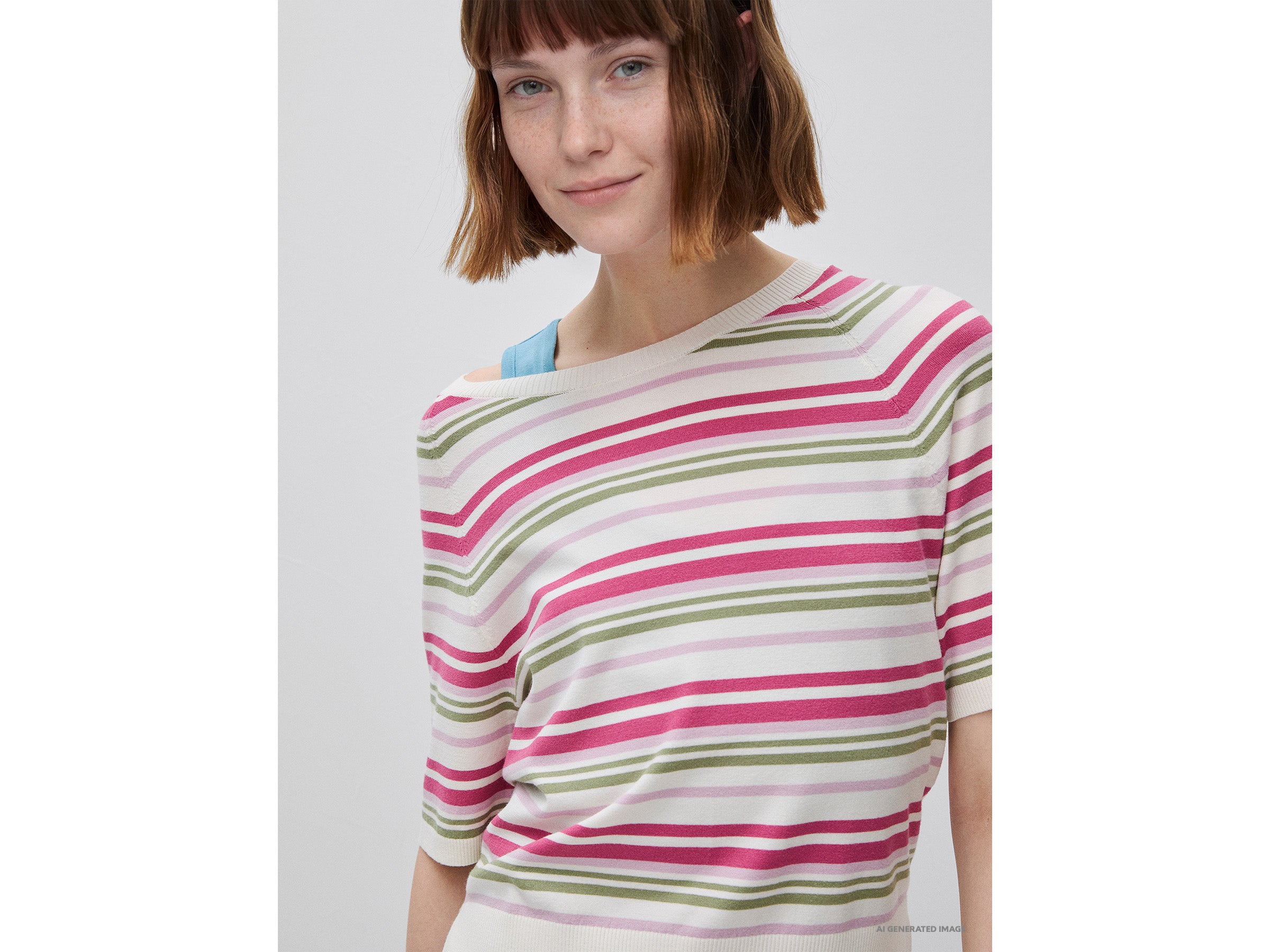 United Colors of Benetton Maglione righe manica corta viscosa